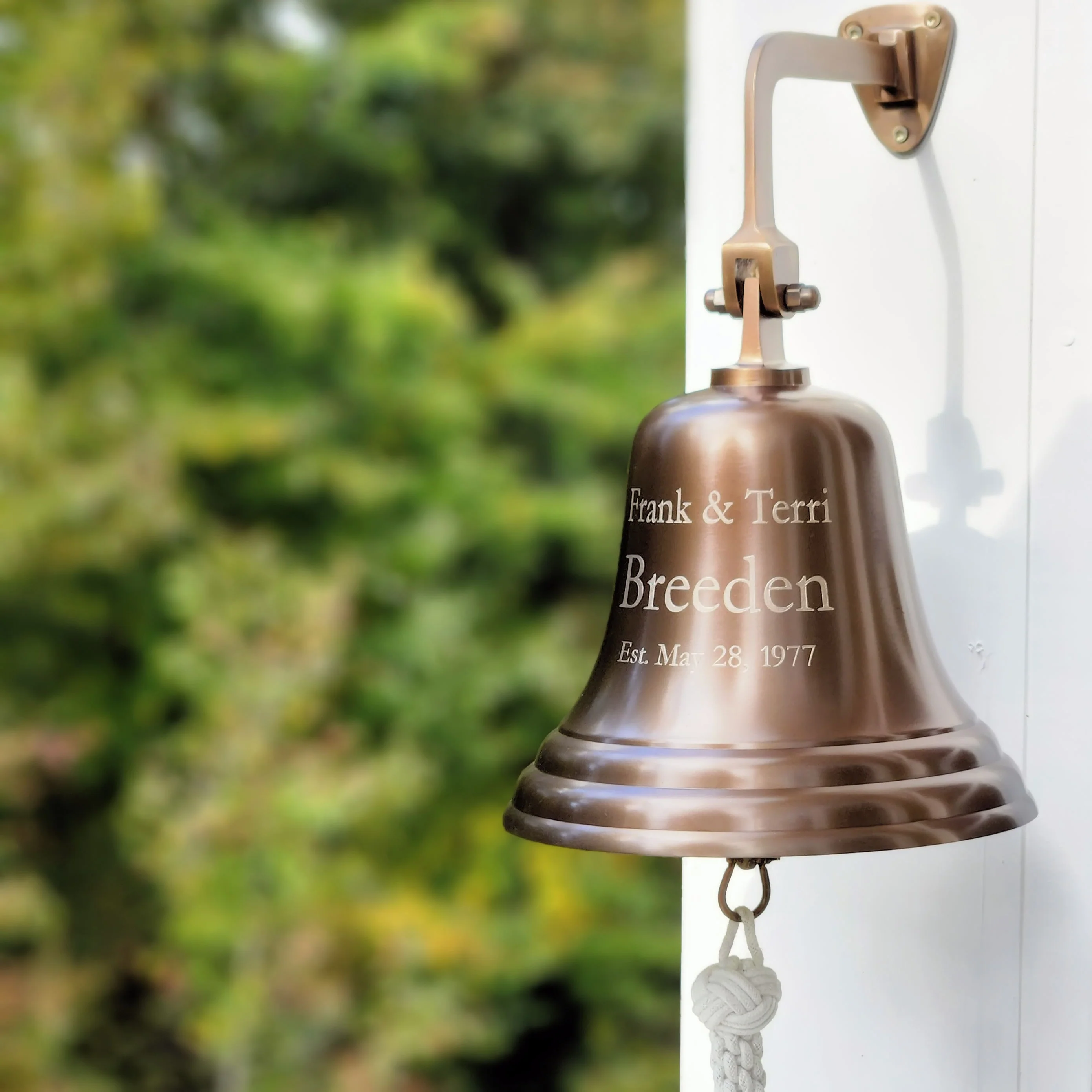 10 Inch Diameter Engravable Antiqued Brass Wall Bell - Image 3