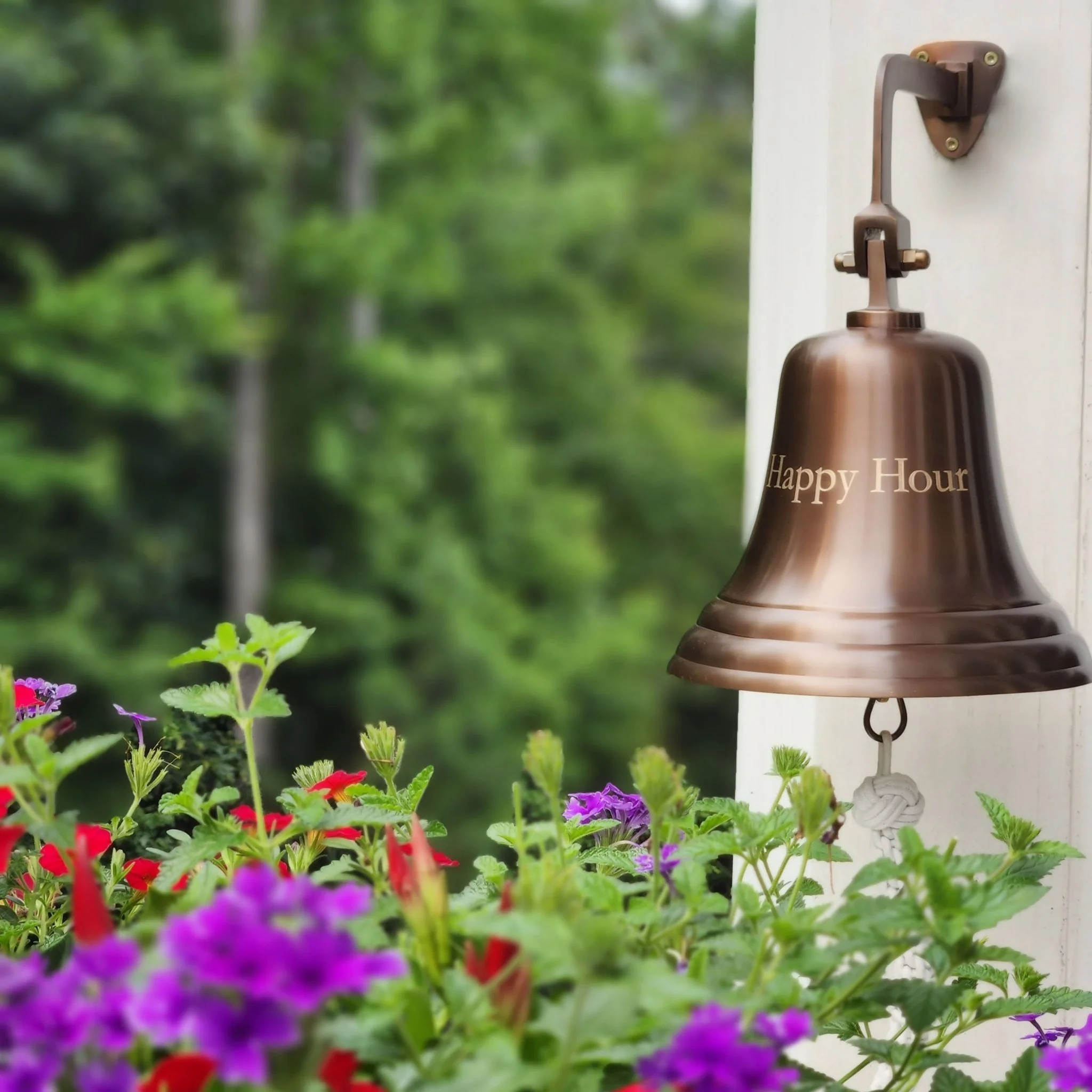 10 Inch Diameter Engravable Antiqued Brass Wall Bell - Image 7