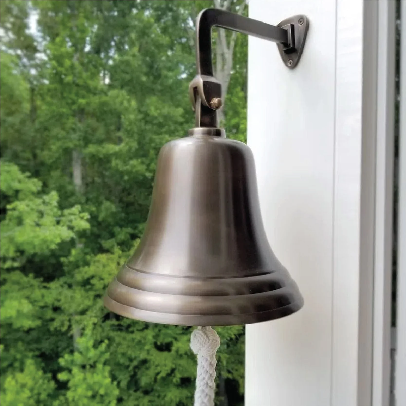 10 Inch Diameter Engravable Antiqued Brass Wall Bell - Image 8