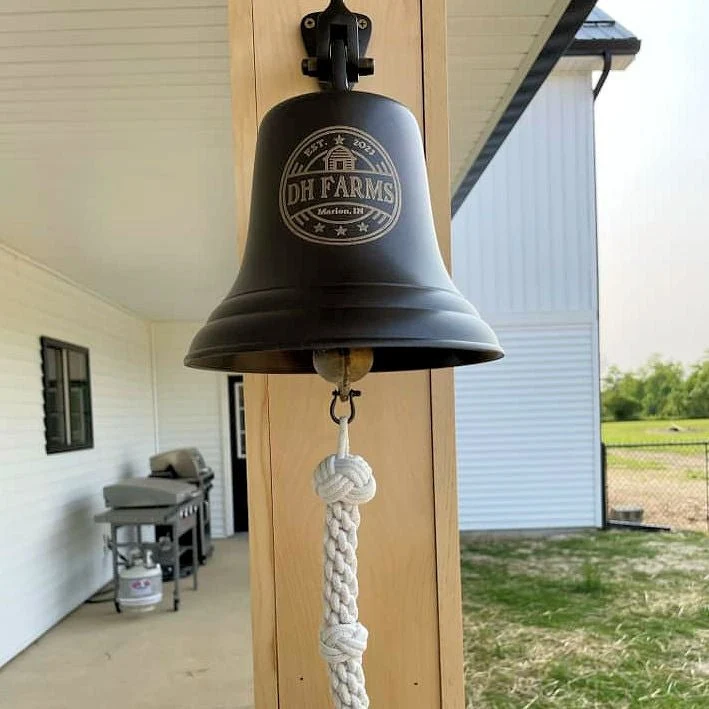 10 Inch Diameter Engravable Dark Bronze Finish Brass Wall Bell - Image 8