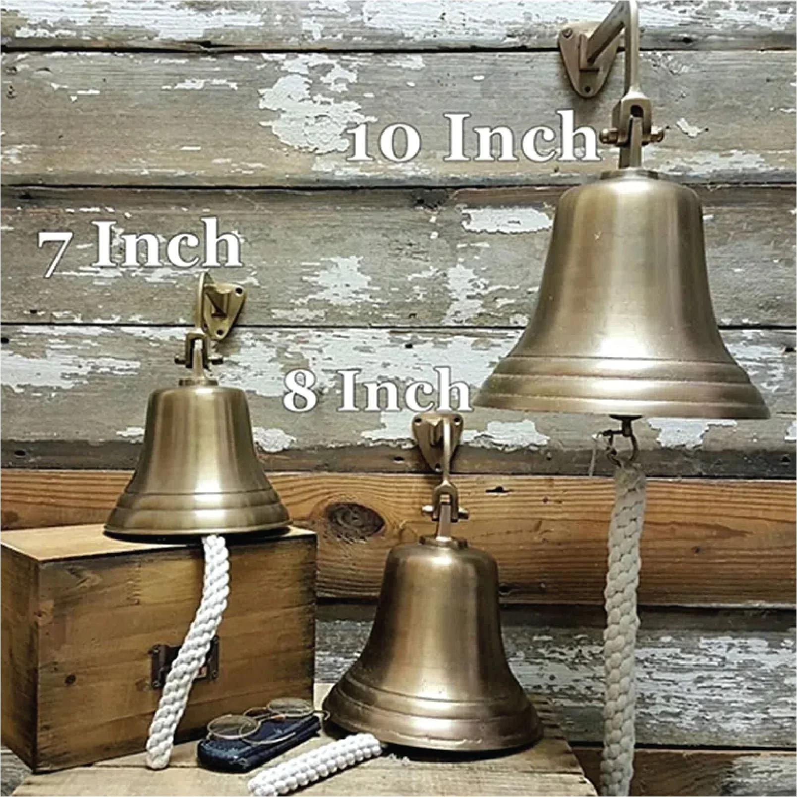 10 Inch Diameter Engravable Polished Brass Wall Bell - Image 2
