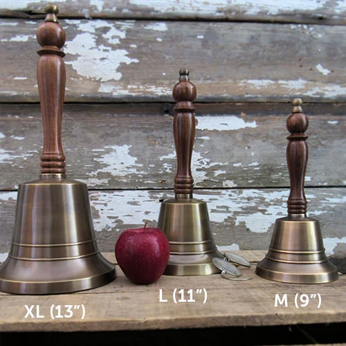 11 Inch Engravable Antiqued Brass Hand Bell - Image 3