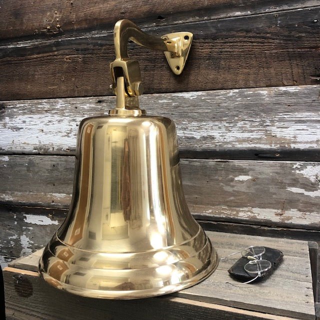 12 Inch Diameter Engravable Polished Brass Wall Bell Second