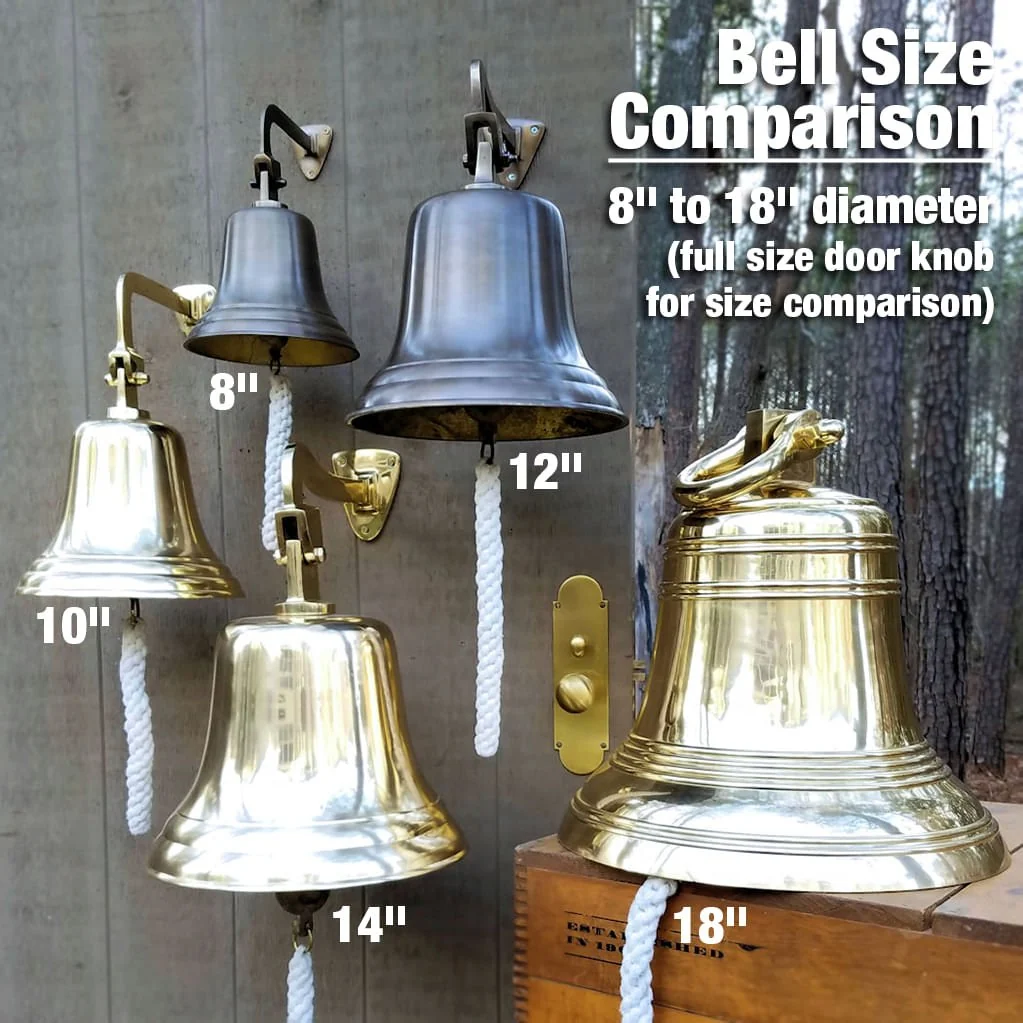 12 Inch Diameter Engravable Polished Brass Wall Bell - Image 4