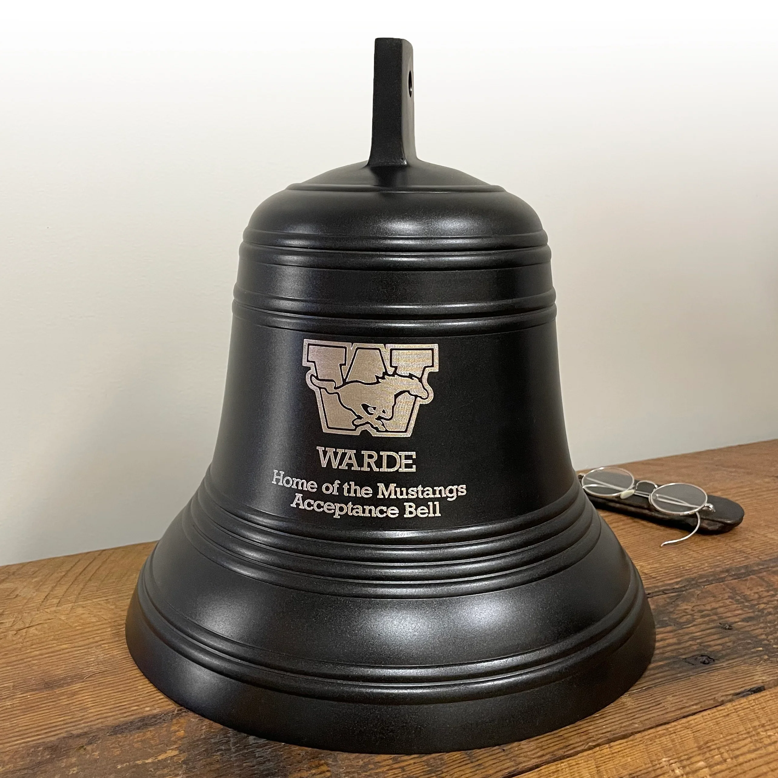 12 Inch Diameter Engravable Dark Bronze Ridged Hanging Bell - Image 2