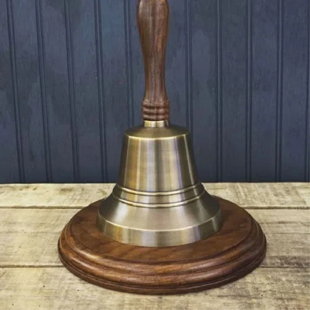 13 Inch Engravable Antiqued Brass Hand Bell - Image 3