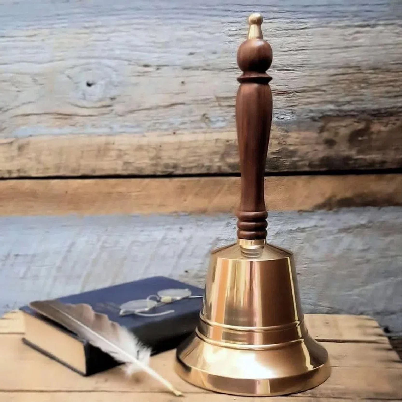13 Inch Engravable Polished Brass Hand Bell - Image 2