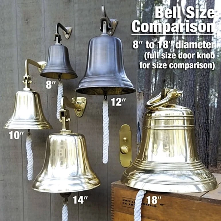 18 Inch Diameter Personalized Antiqued Brass Ridged Hanging Bell - Image 6