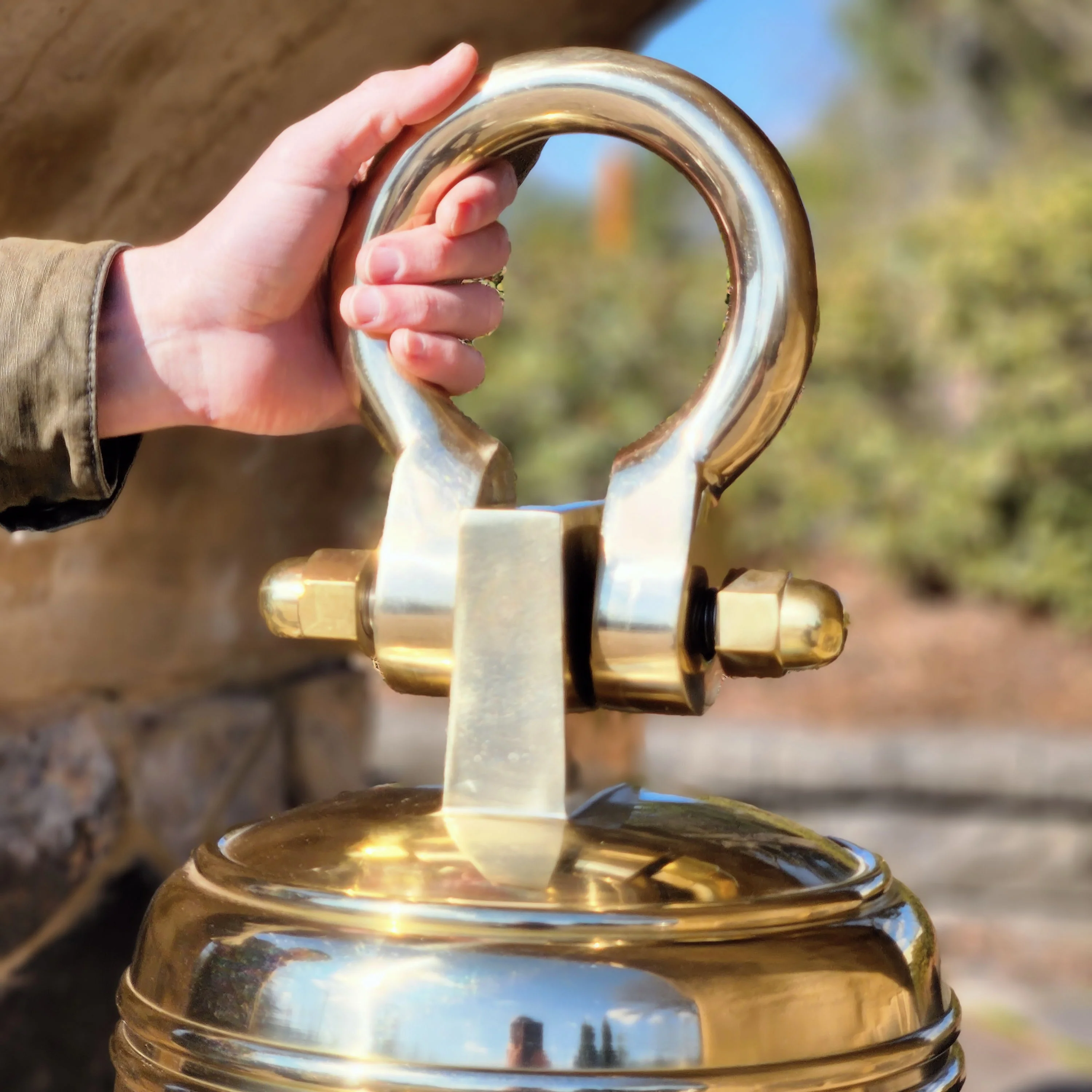 20 Inch Diameter Personalized Polished Brass Ridged Hanging Bell - Image 3