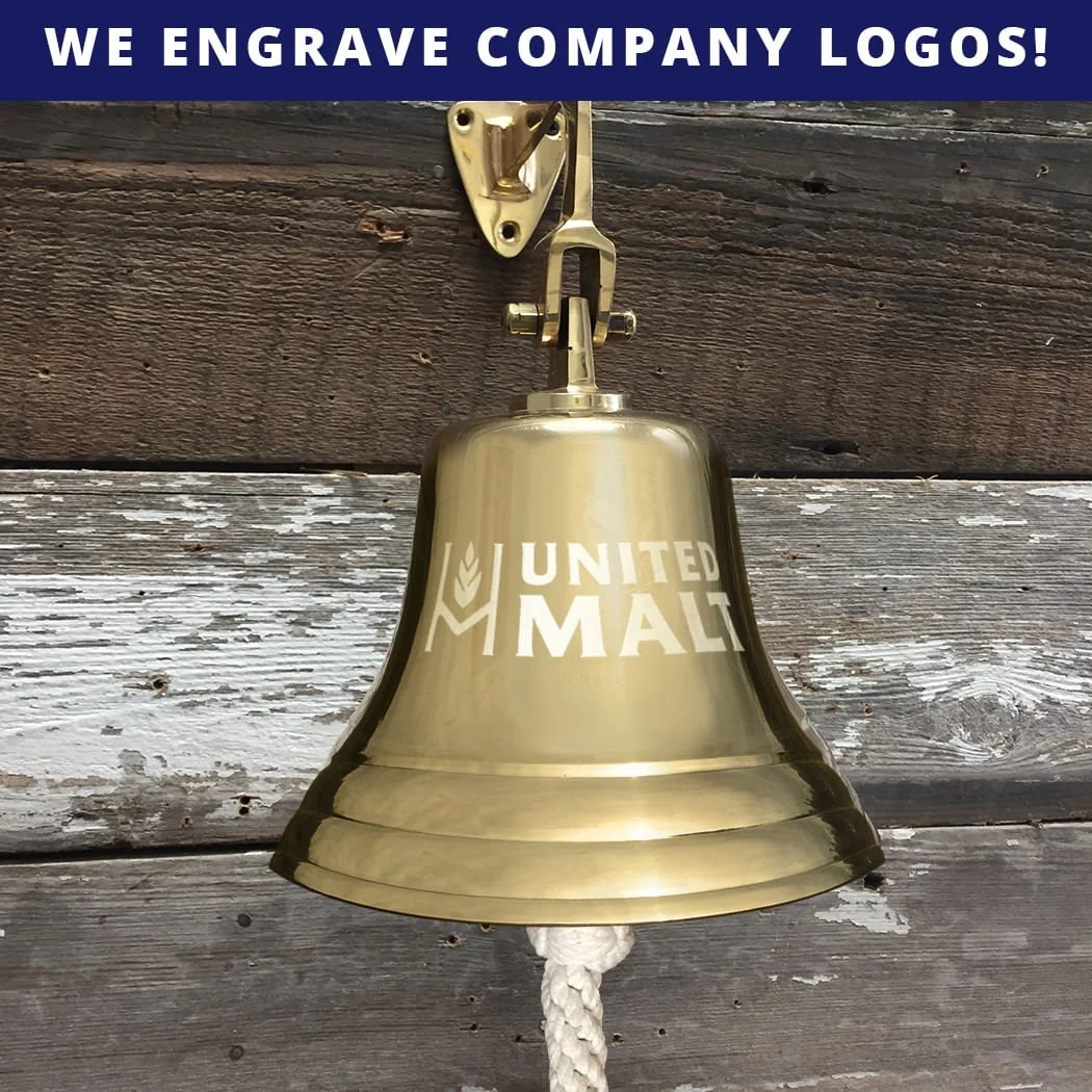 7 Inch Diameter Engravable Polished Brass Wall Bell - Image 3
