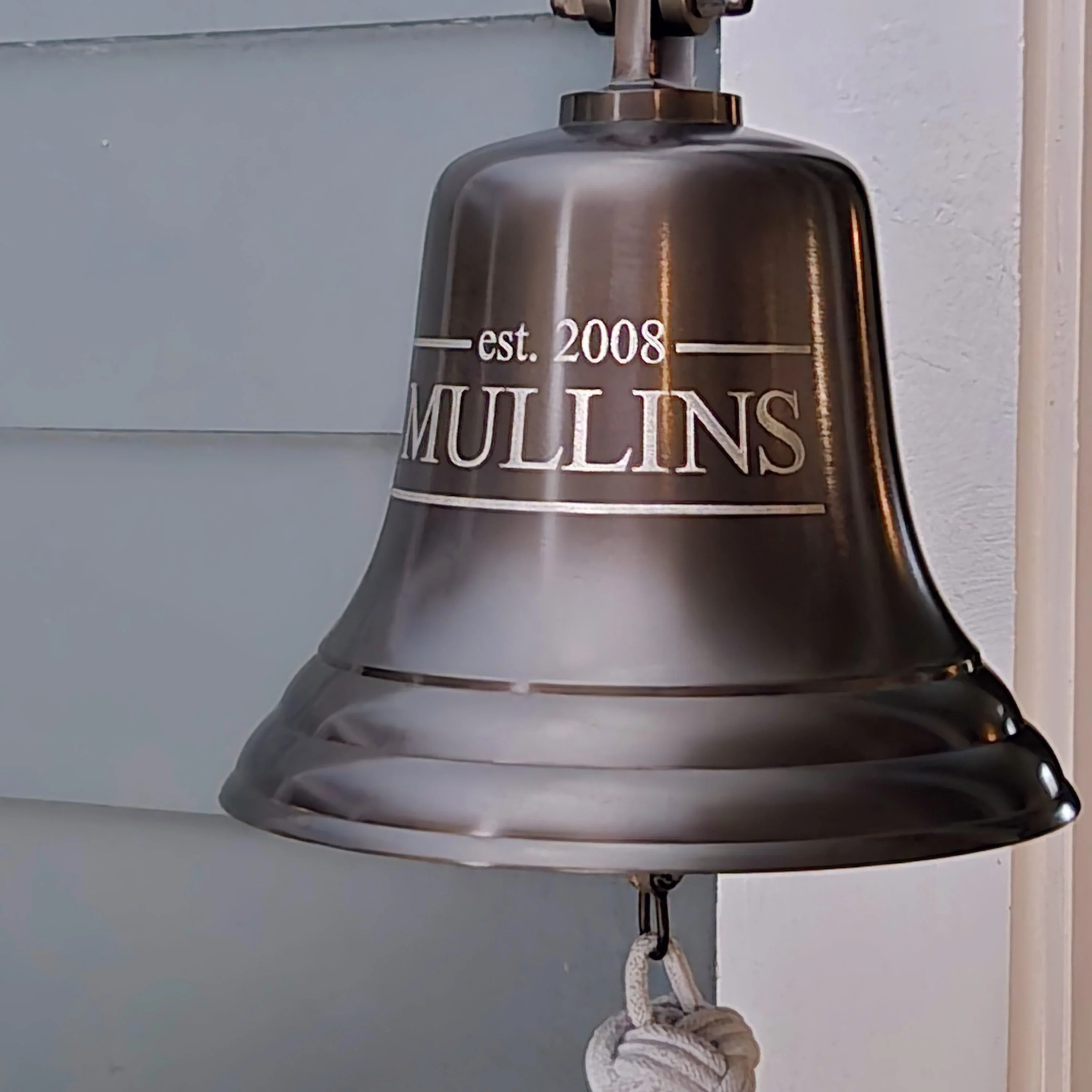 8 Inch Antiqued Brass Engraved Family Heritage Brass Wall Bell - Image 3