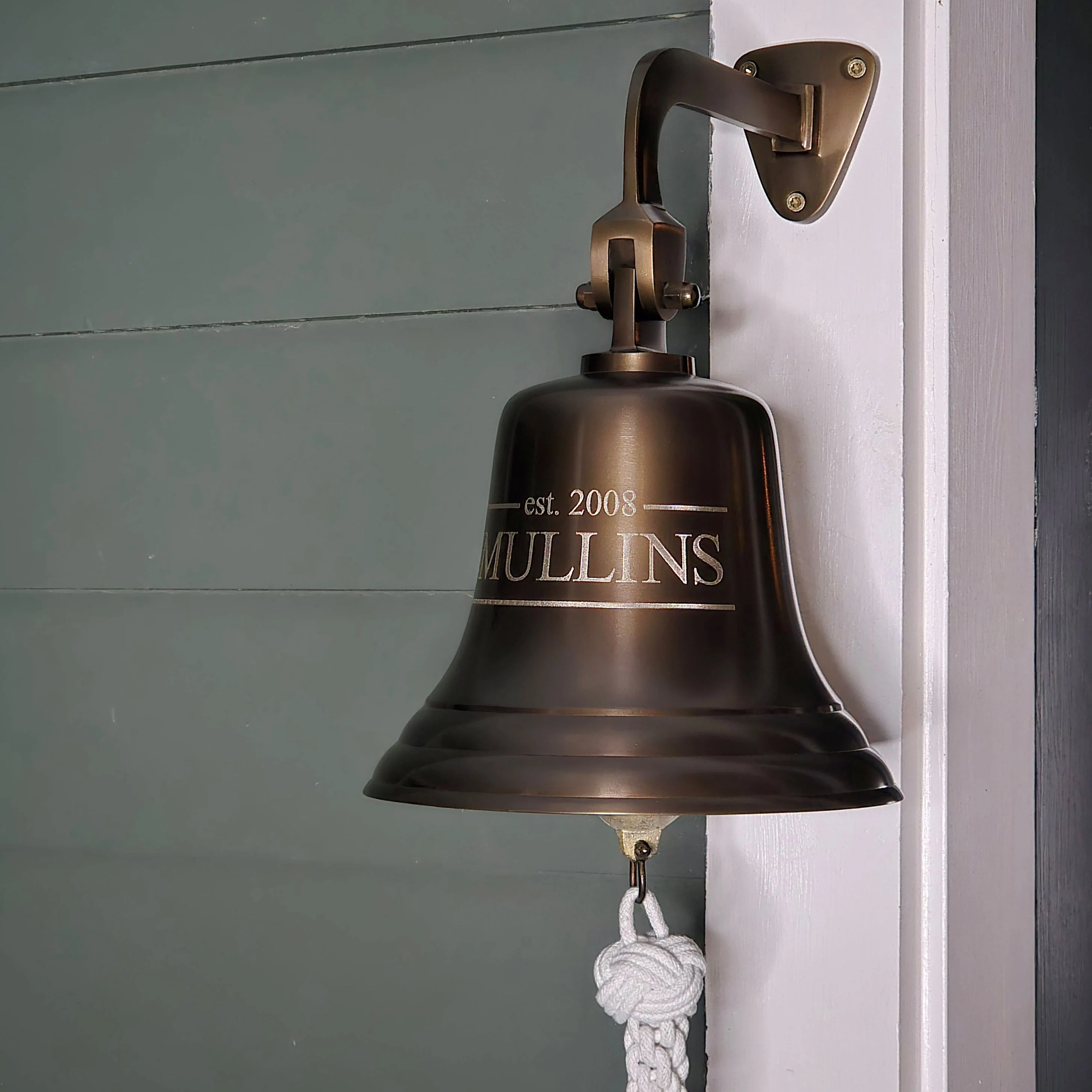 8 Inch Antiqued Brass Engraved Family Heritage Brass Wall Bell - Image 4