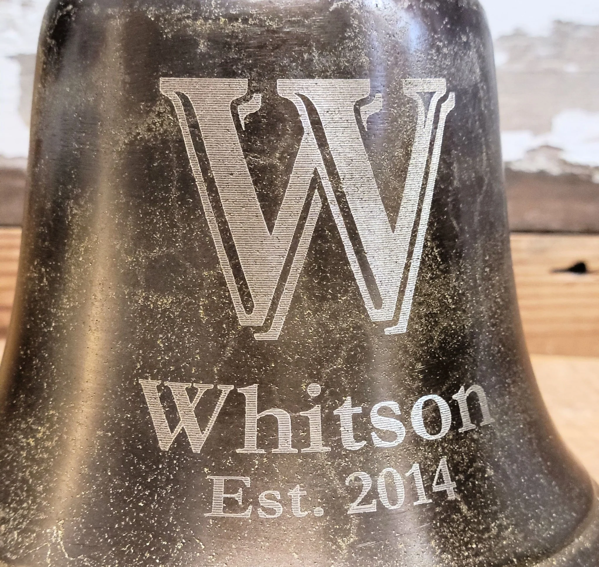 8 Inch Distressed Brass Family Initial Wall Bell - Image 7