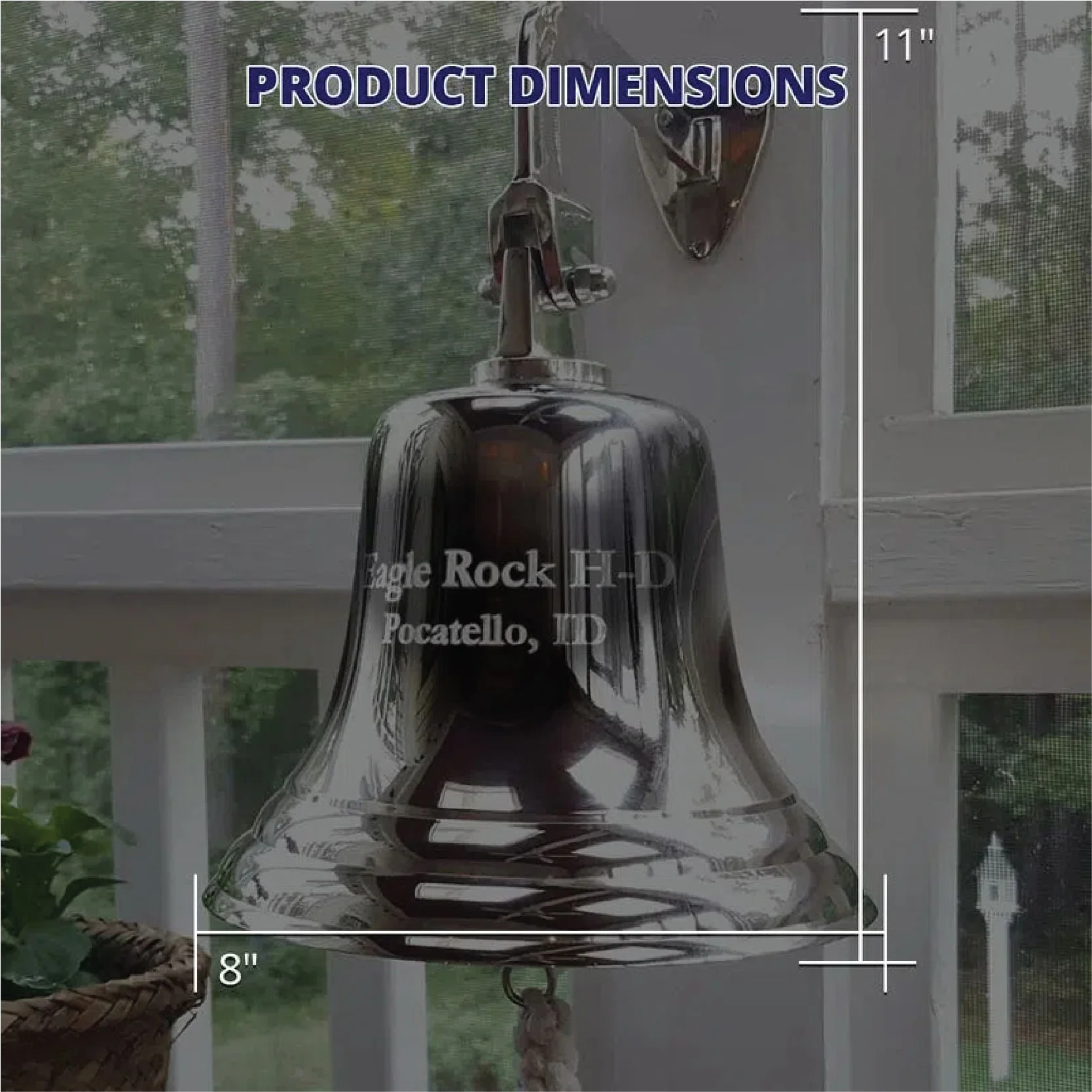8 Inch Engravable Nickel Finish Brass Wall Bell - Image 3