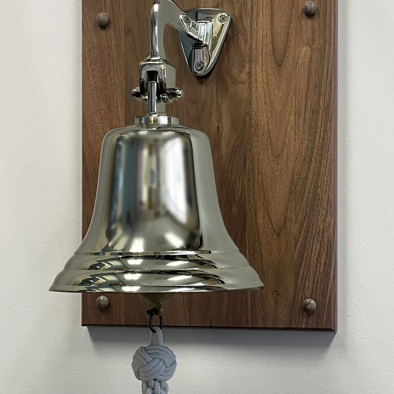 8 Inch Diameter Engravable Nickel Finish Brass Commemorative Plaque Bell - Image 5