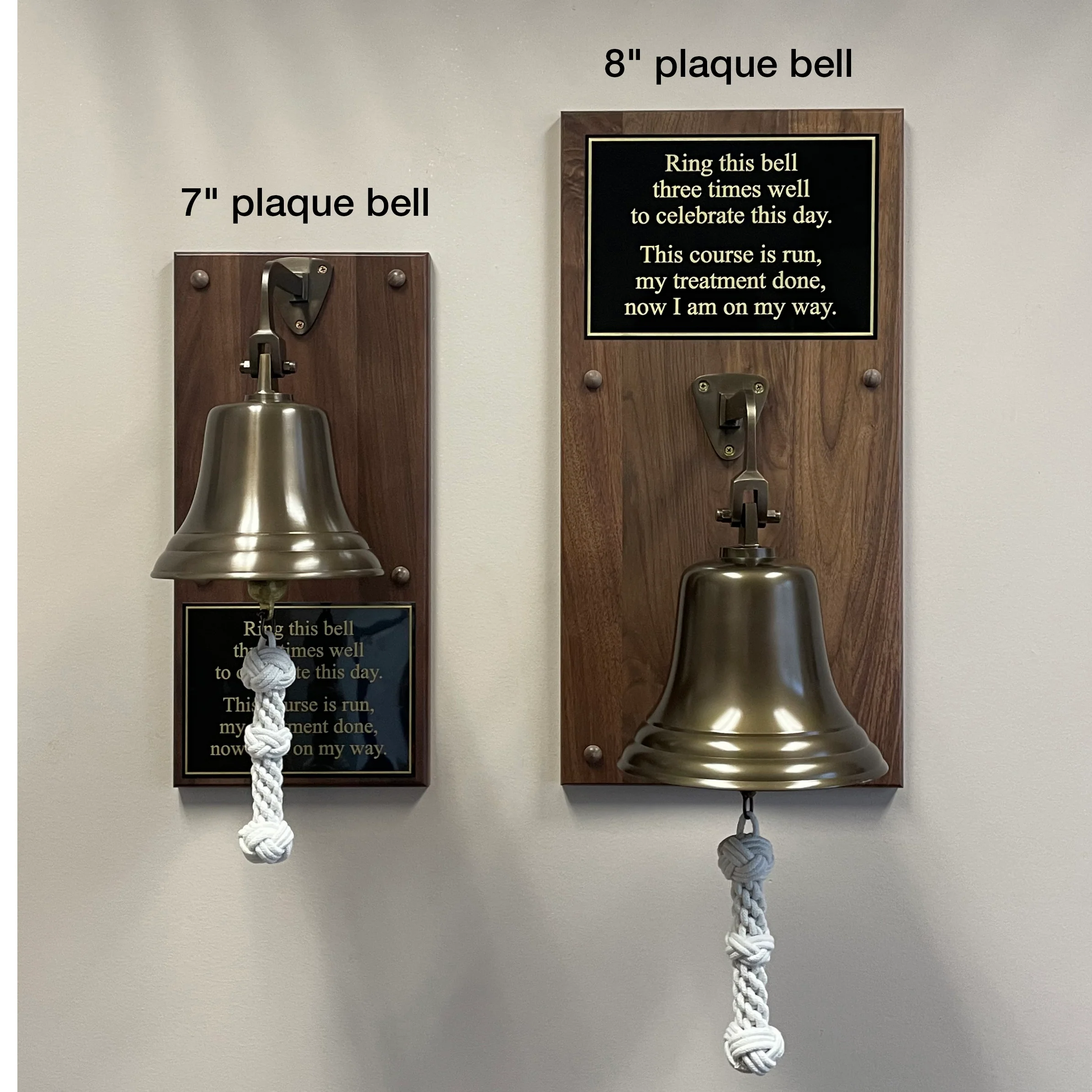 8 Inch Diameter Engravable Nickel Finish Brass Commemorative Plaque Bell - Image 7