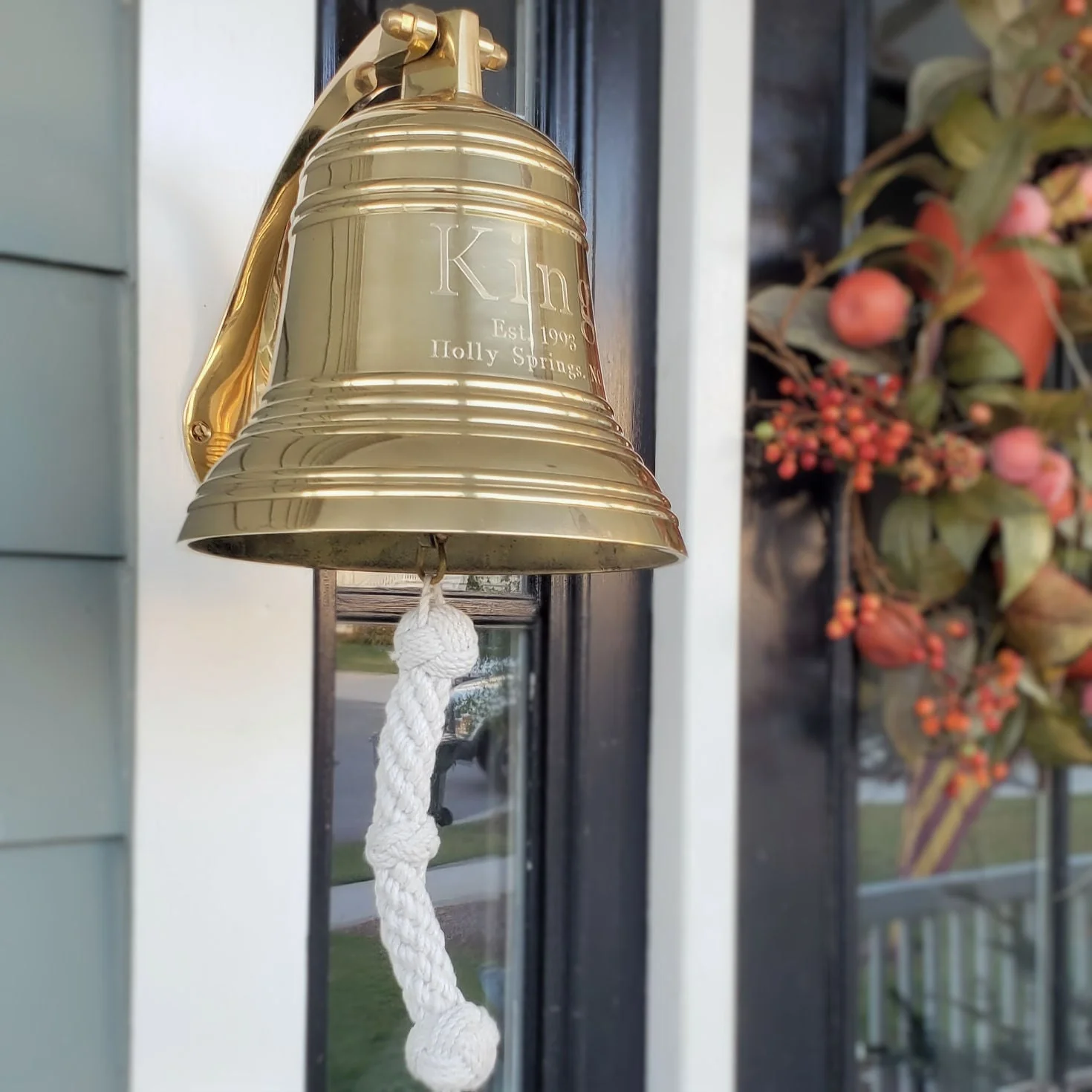 8 Inch Diameter Engravable Polished Brass Ridged Wall Bell