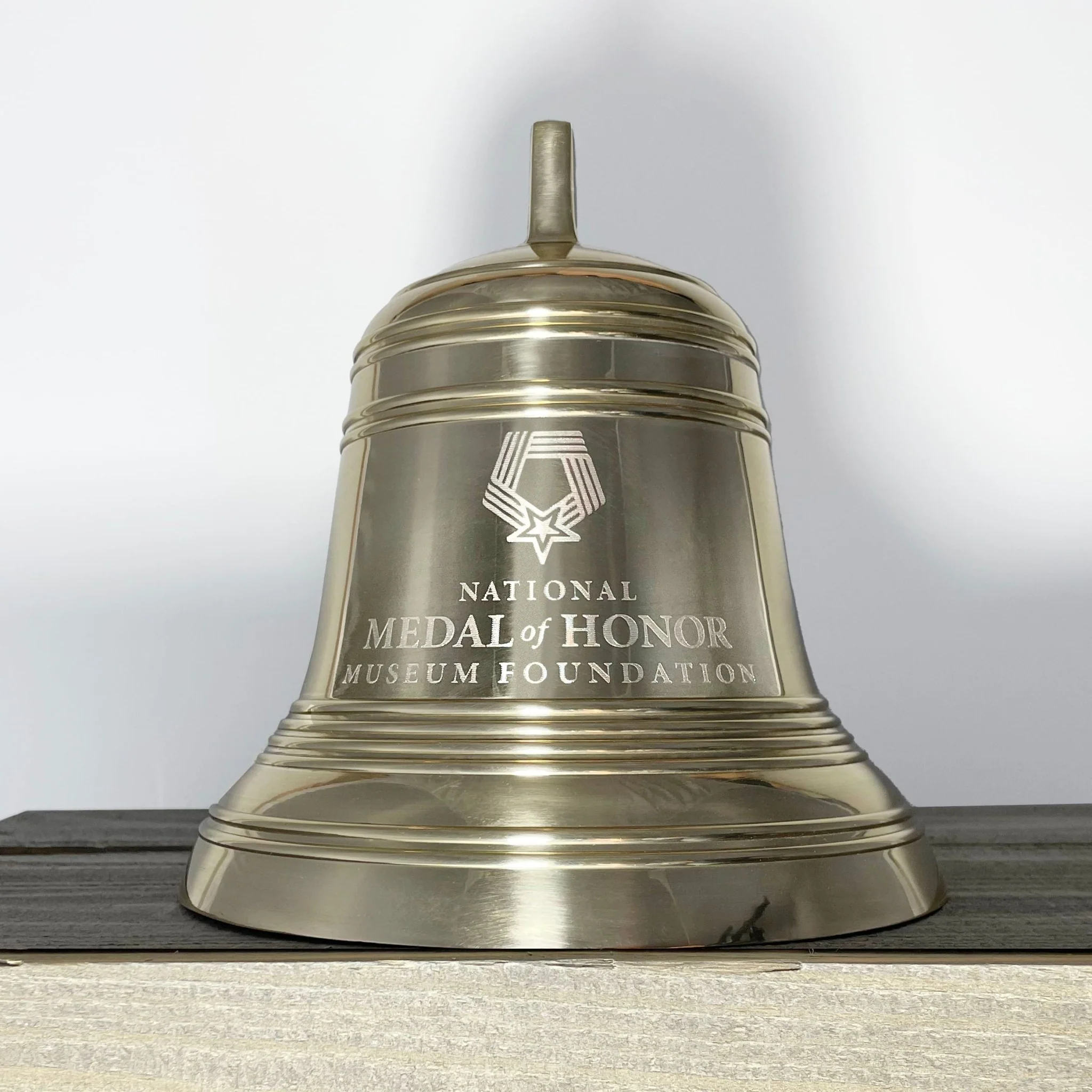 8 Inch Diameter Engravable Polished Brass Ridged Wall Bell - Image 2