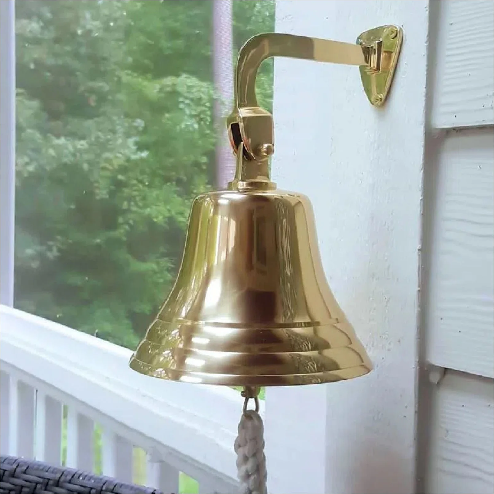 8 Inch Engravable Polished Brass Wall Bell - Image 3