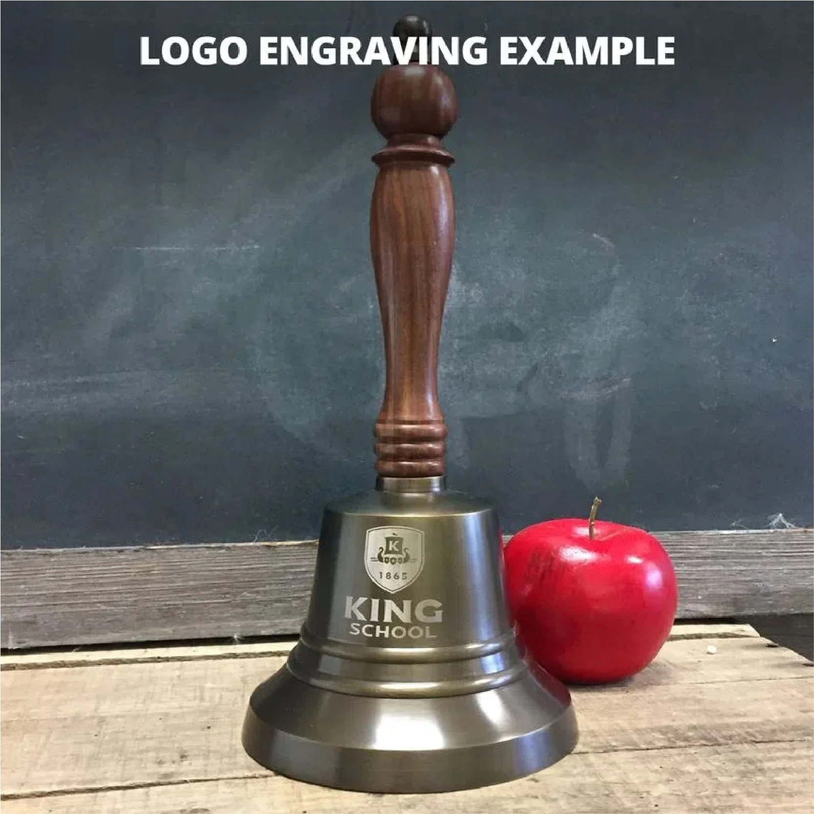 9 Inch Engravable Antiqued Brass Hand Bell - Image 3
