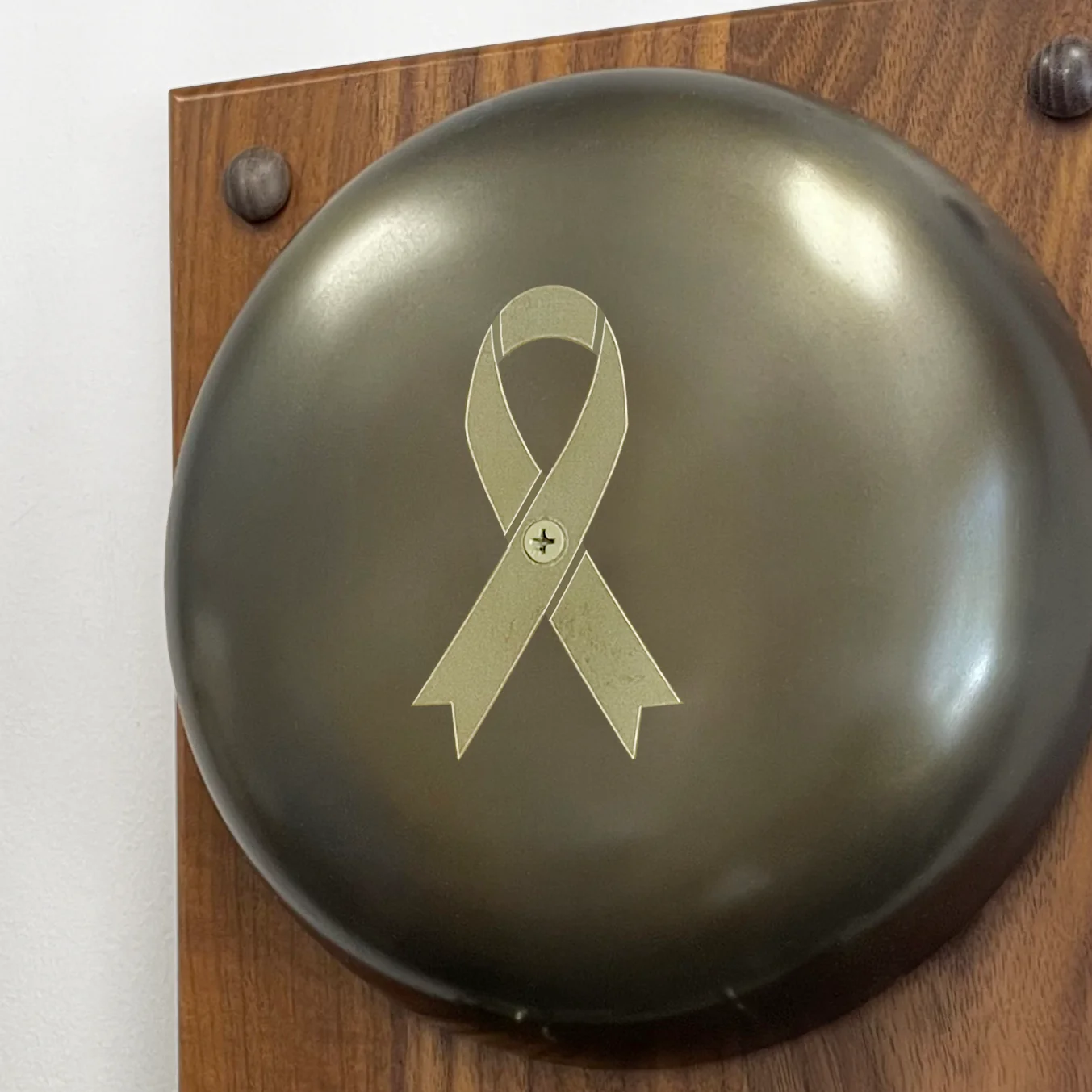 Cancer Ribbon Engraved Boxing Bell on Plaque - Image 3