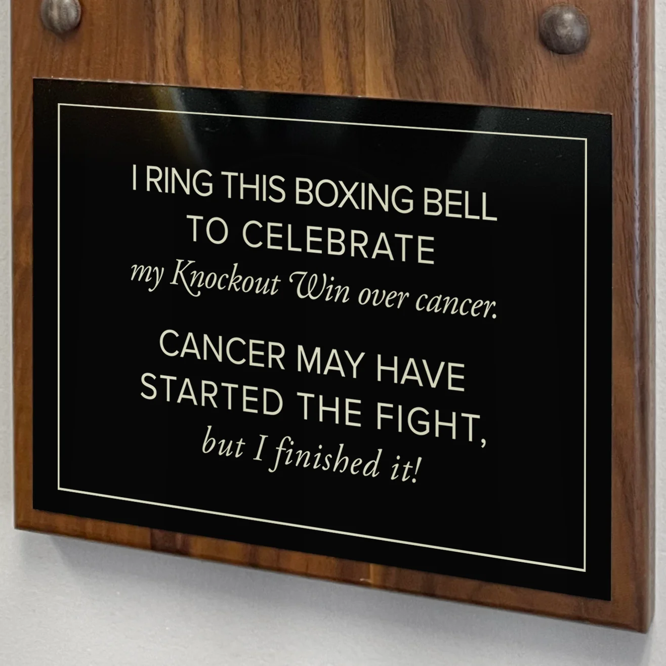 Cancer Ribbon Engraved Boxing Bell on Plaque - Image 5