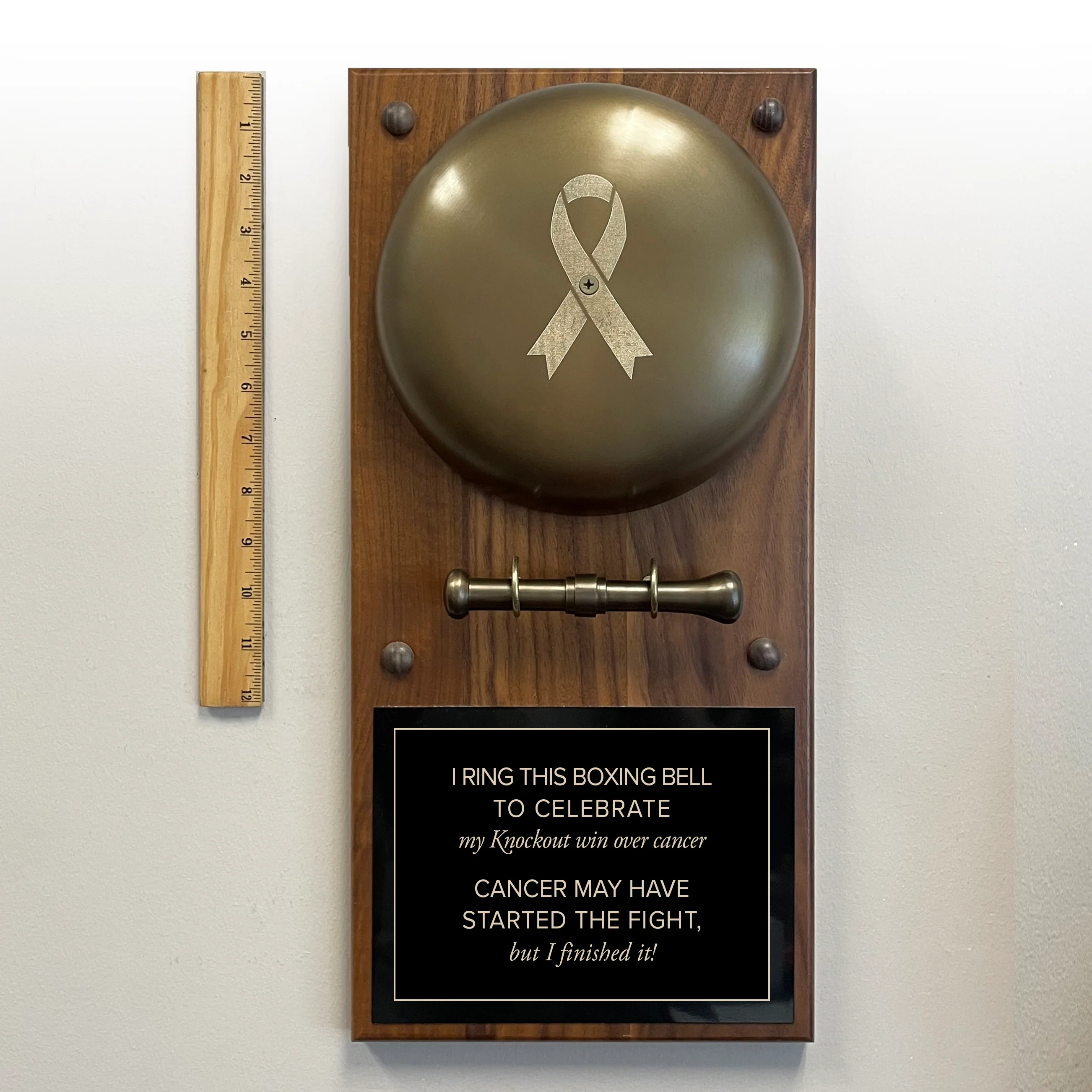 Cancer Ribbon Engraved Boxing Bell on Plaque - Image 6