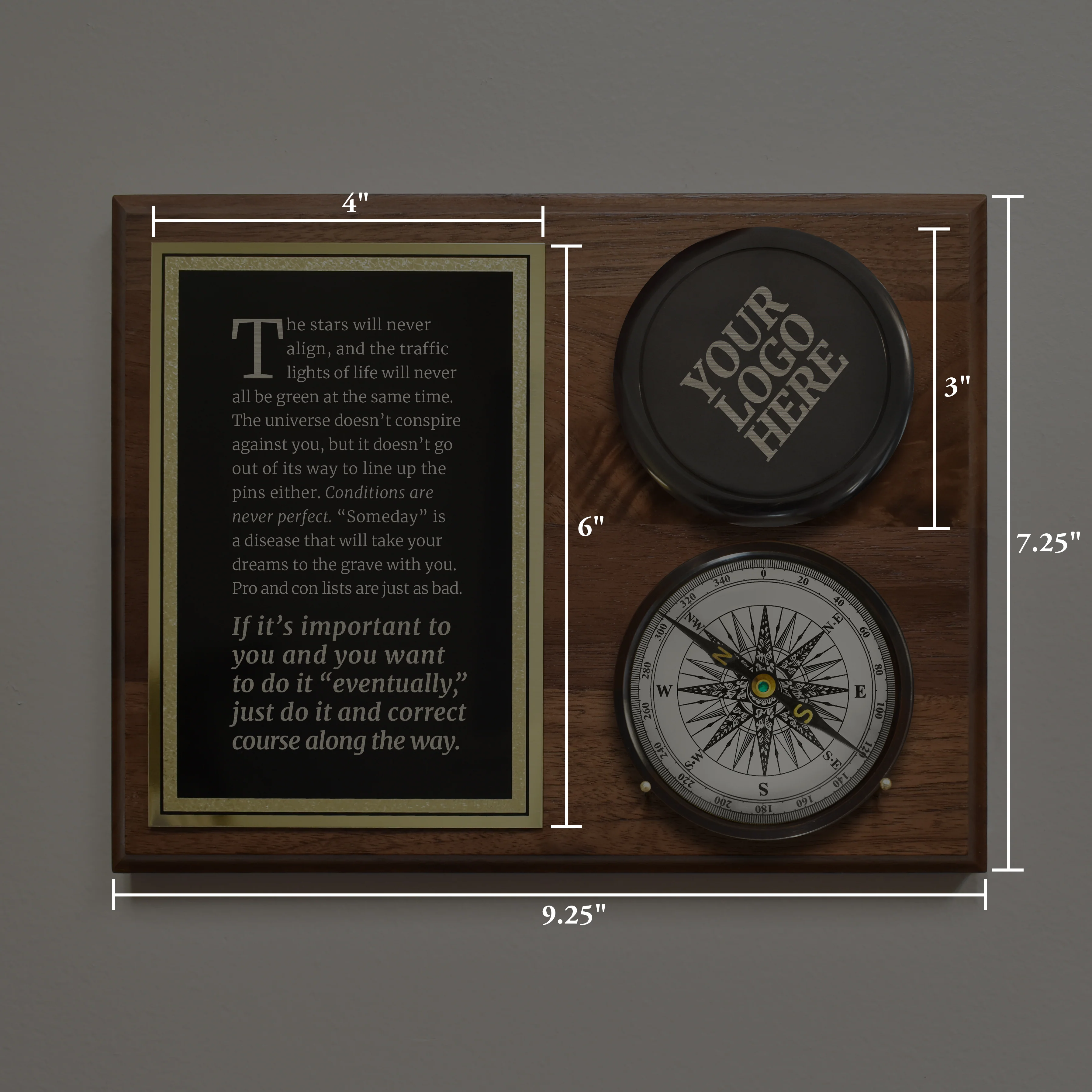 Personalized Company Logo Engraved Compass on Plaque - Image 3