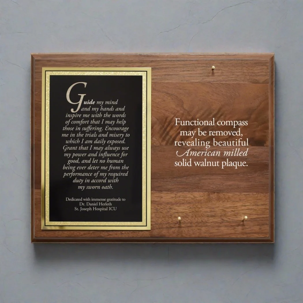 Personalized Company Logo Engraved Compass on Plaque - Image 4