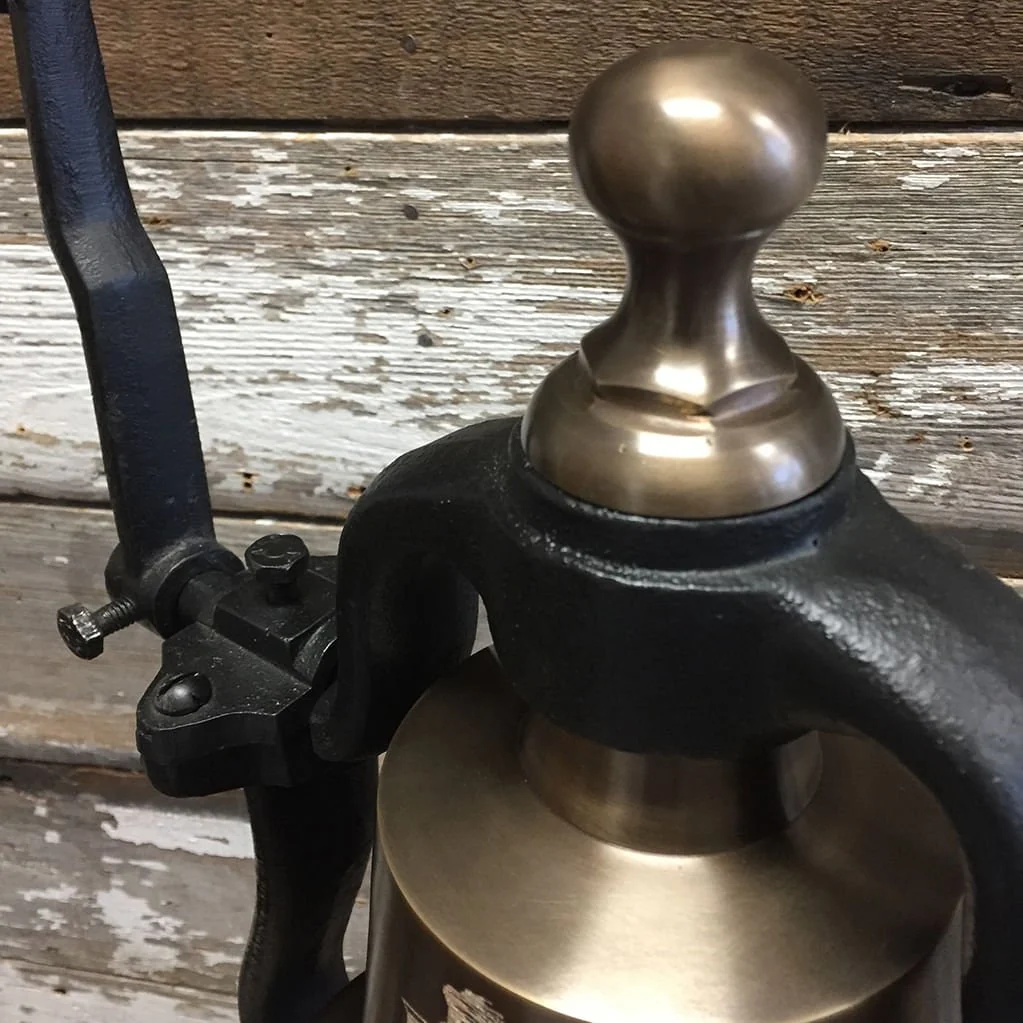 Large Deluxe Engravable Antiqued Brass Railroad Bell - Image 4