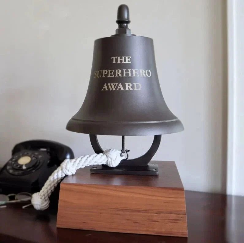 Large Deluxe Engravable Dark Bronze Finish Brass Ceremonial Bell - Image 3