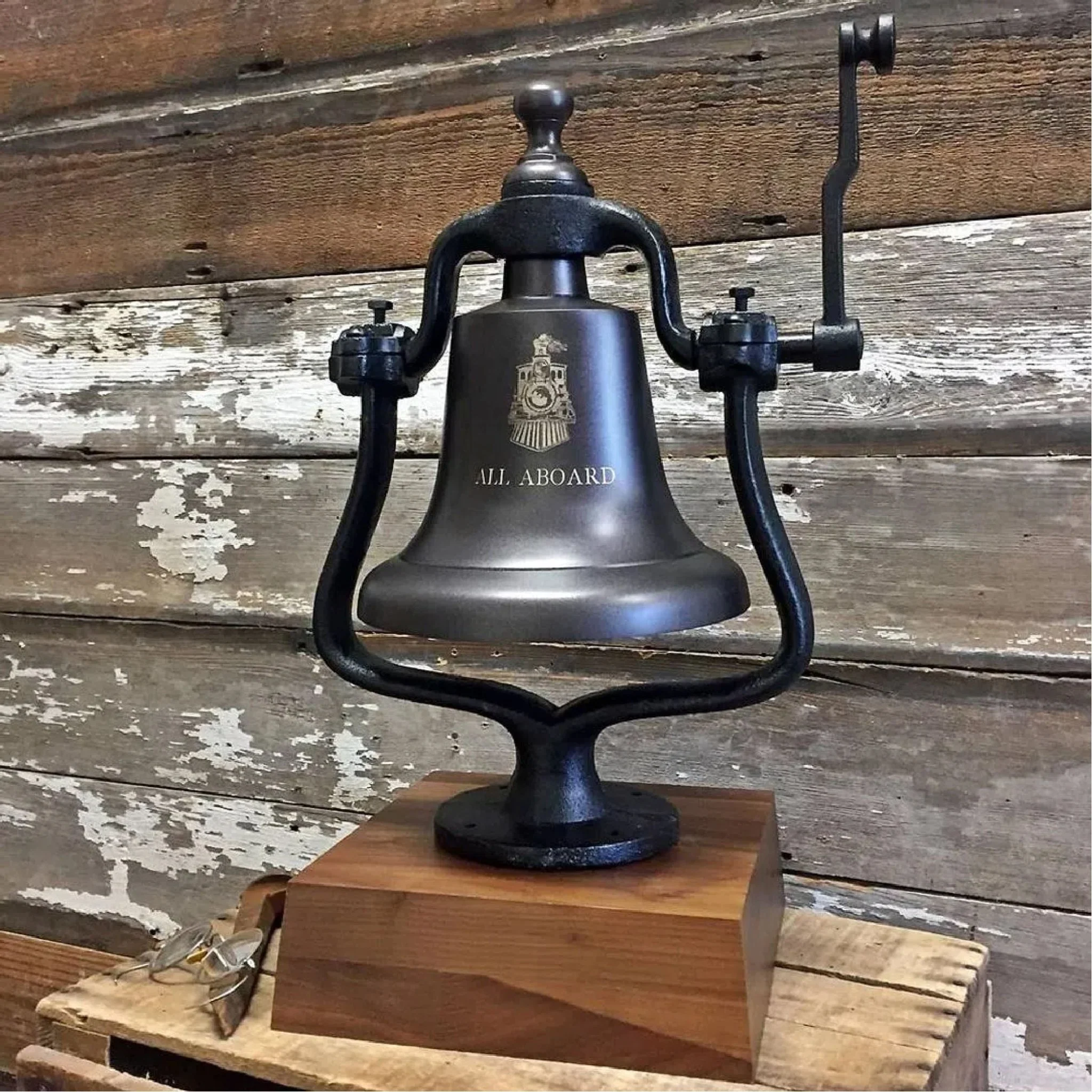 Large Deluxe Engravable Dark Bronze Finish Brass Railroad Bell - Image 3