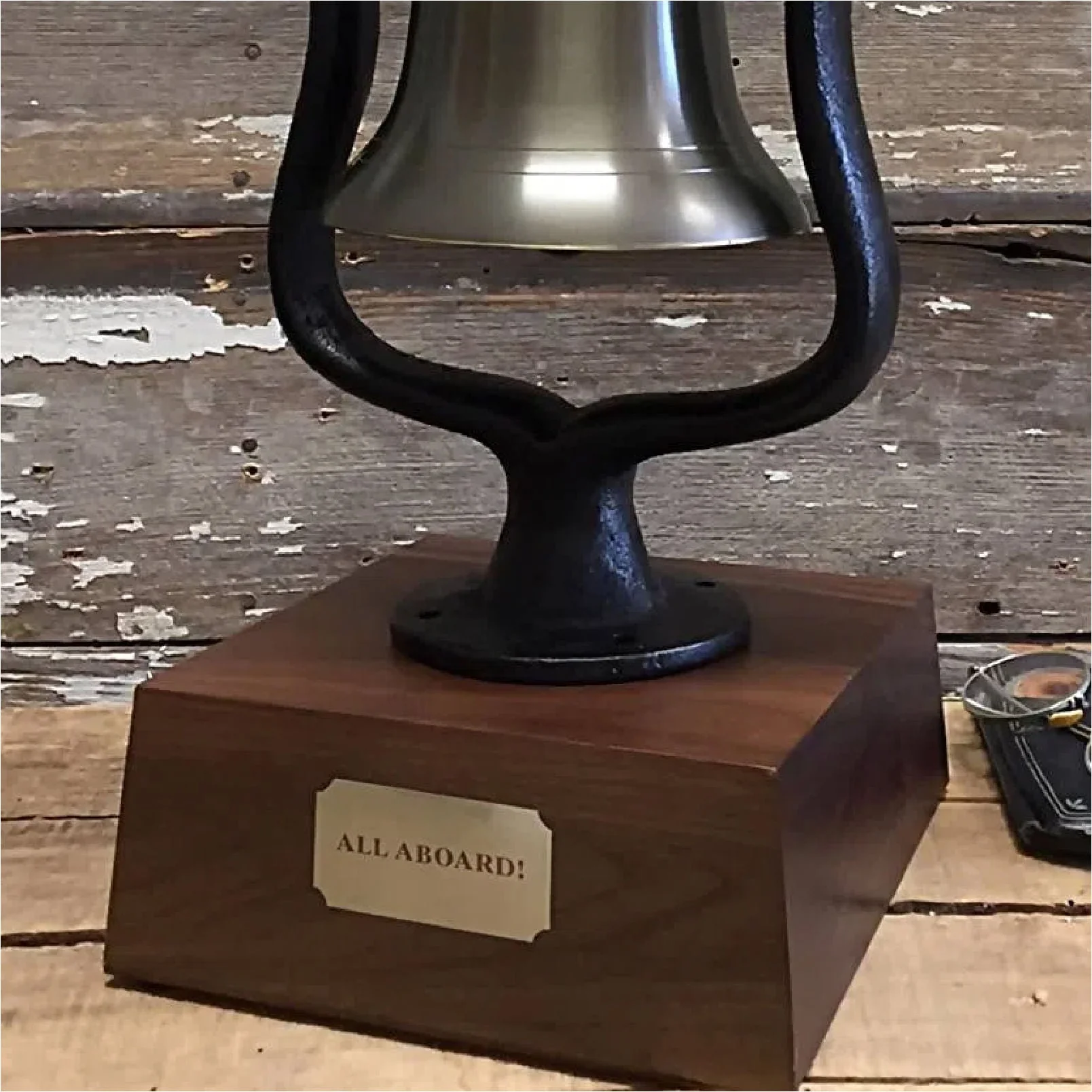 Large Deluxe Engravable Dark Bronze Finish Brass Railroad Bell - Image 4
