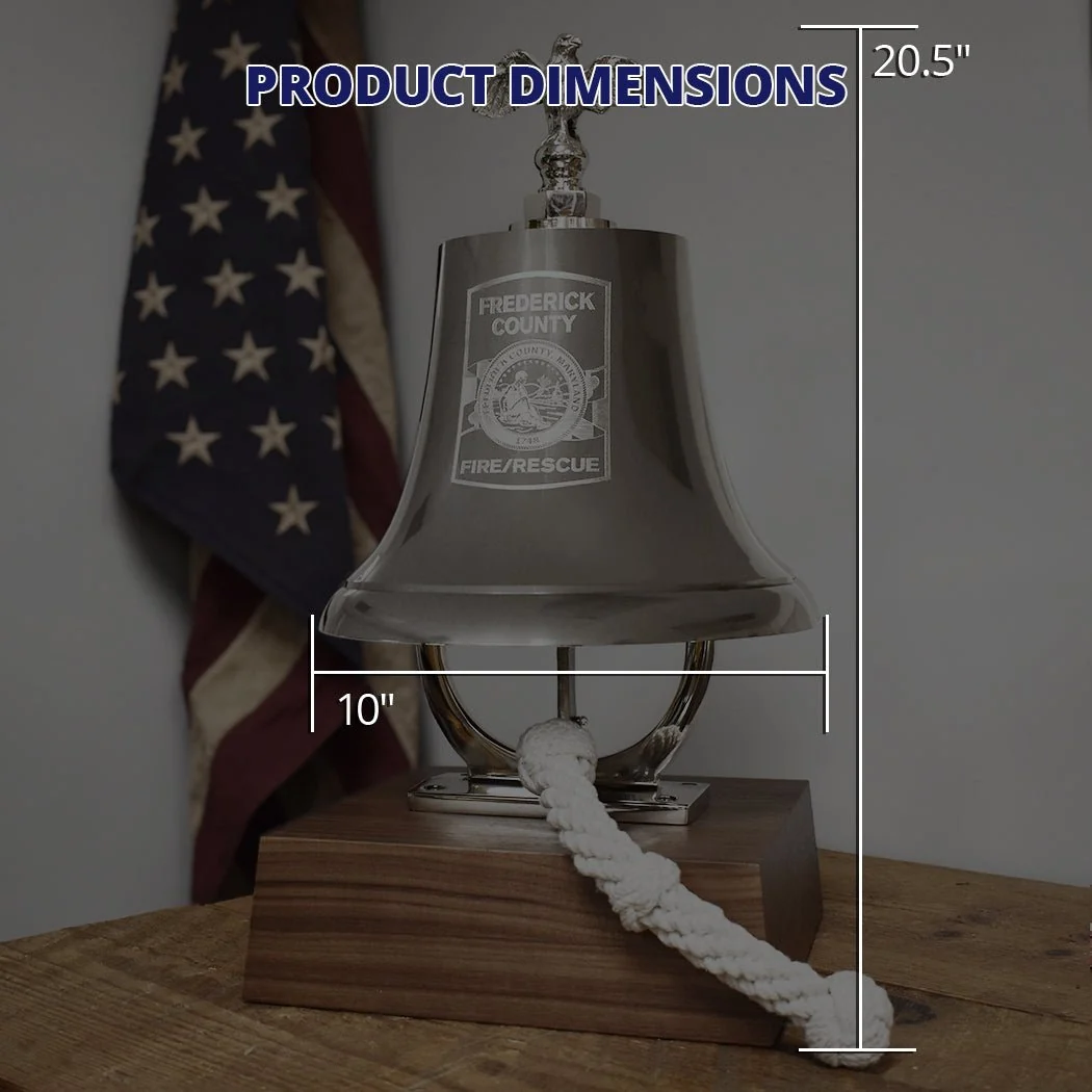 Large Deluxe Engravable Nickel Finish Brass Ceremonial Bell With Eagle - Image 5