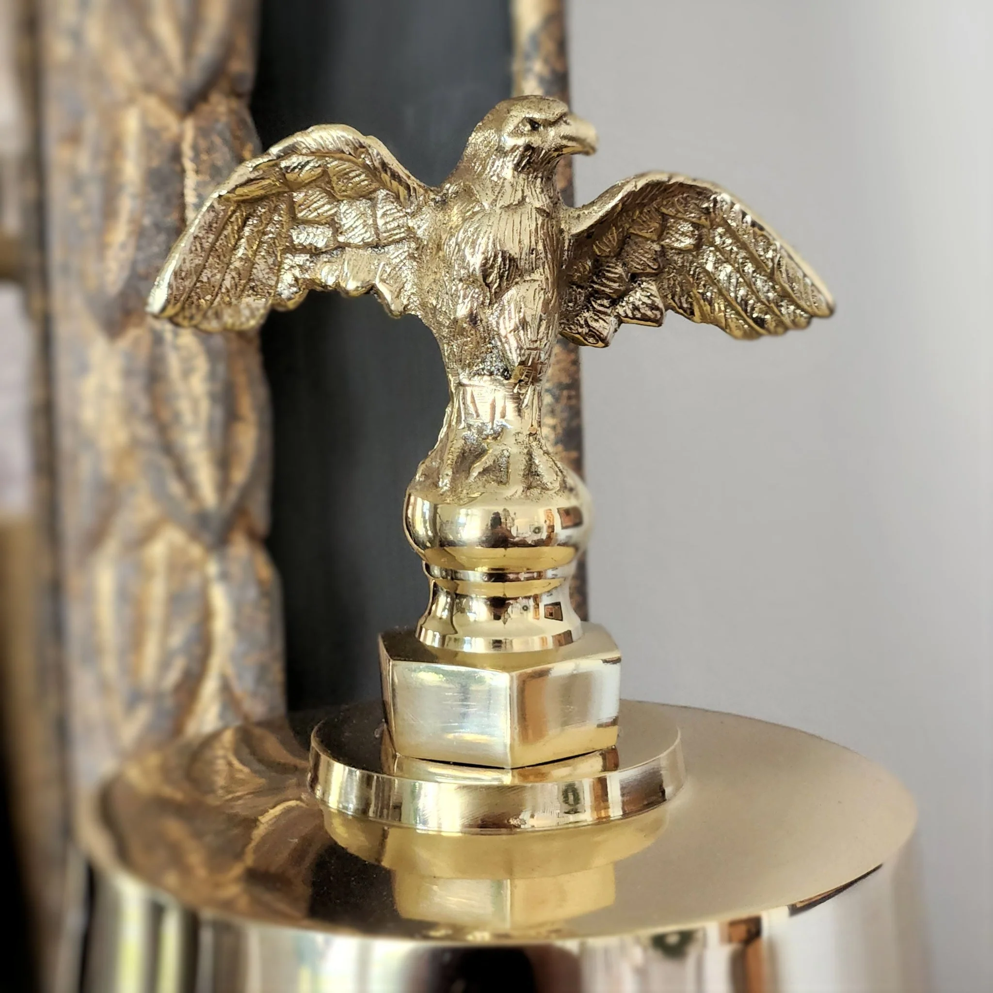 Large Deluxe Engravable Polished Brass Ceremonial Bell With Eagle - Image 3