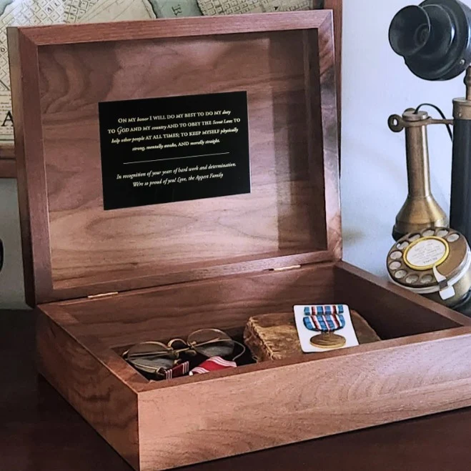 Large Deluxe Personalized Eagle Scout Keepsake Box with Colored Medallion - Image 5
