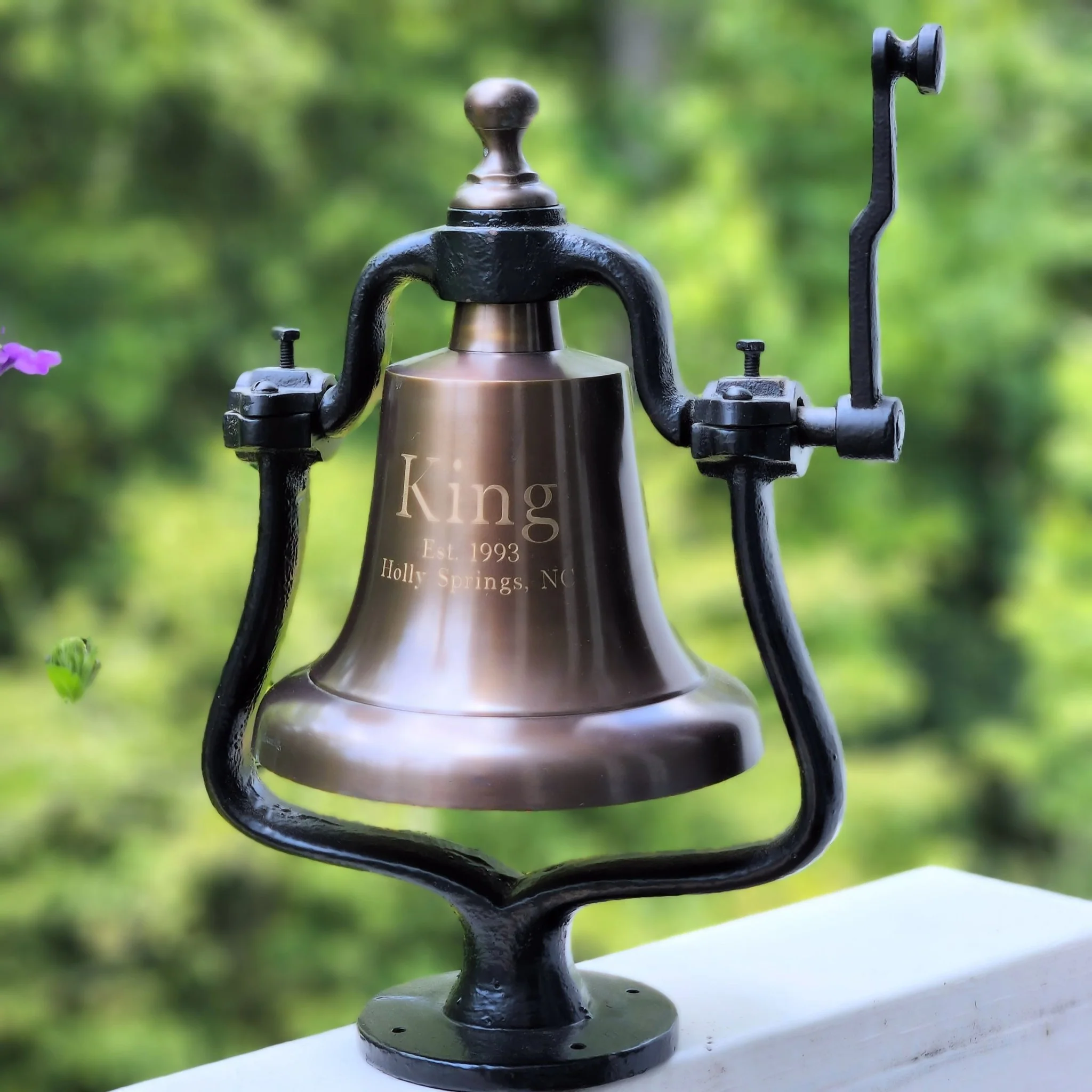 Large Engravable Antiqued Brass Railroad Bell - Image 3