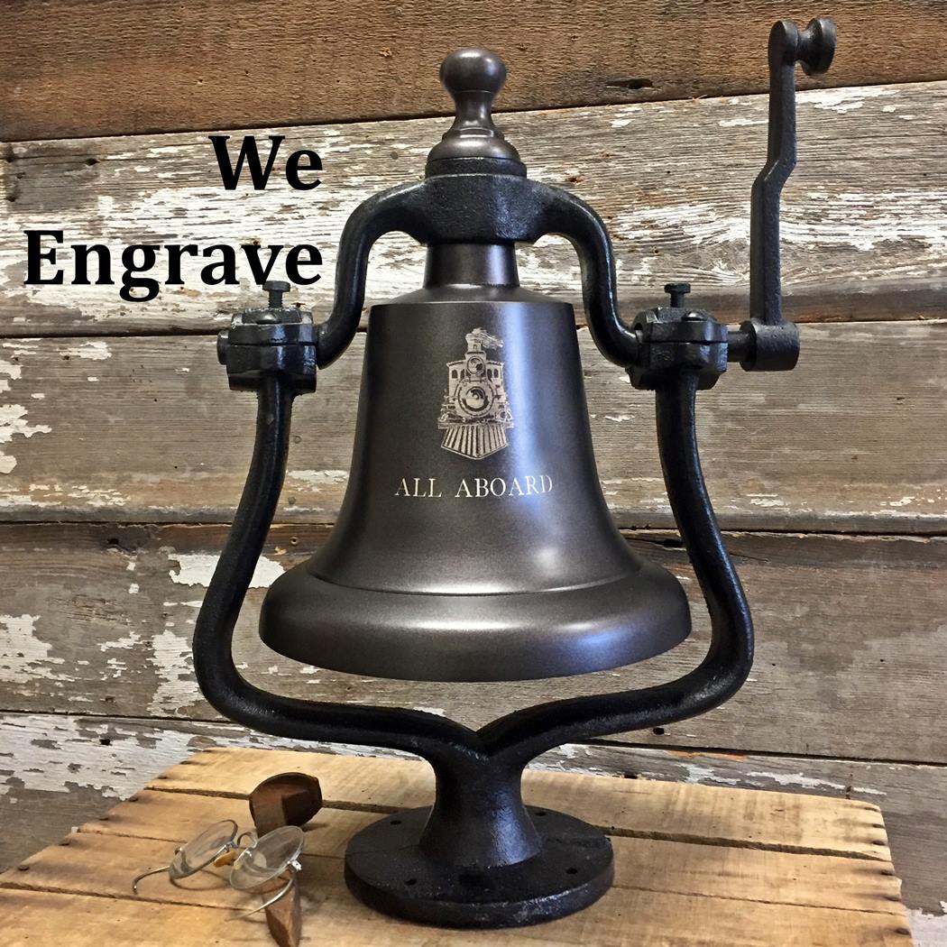 Large Engravable Dark Bronze Finish Brass Railroad Bell - Image 4