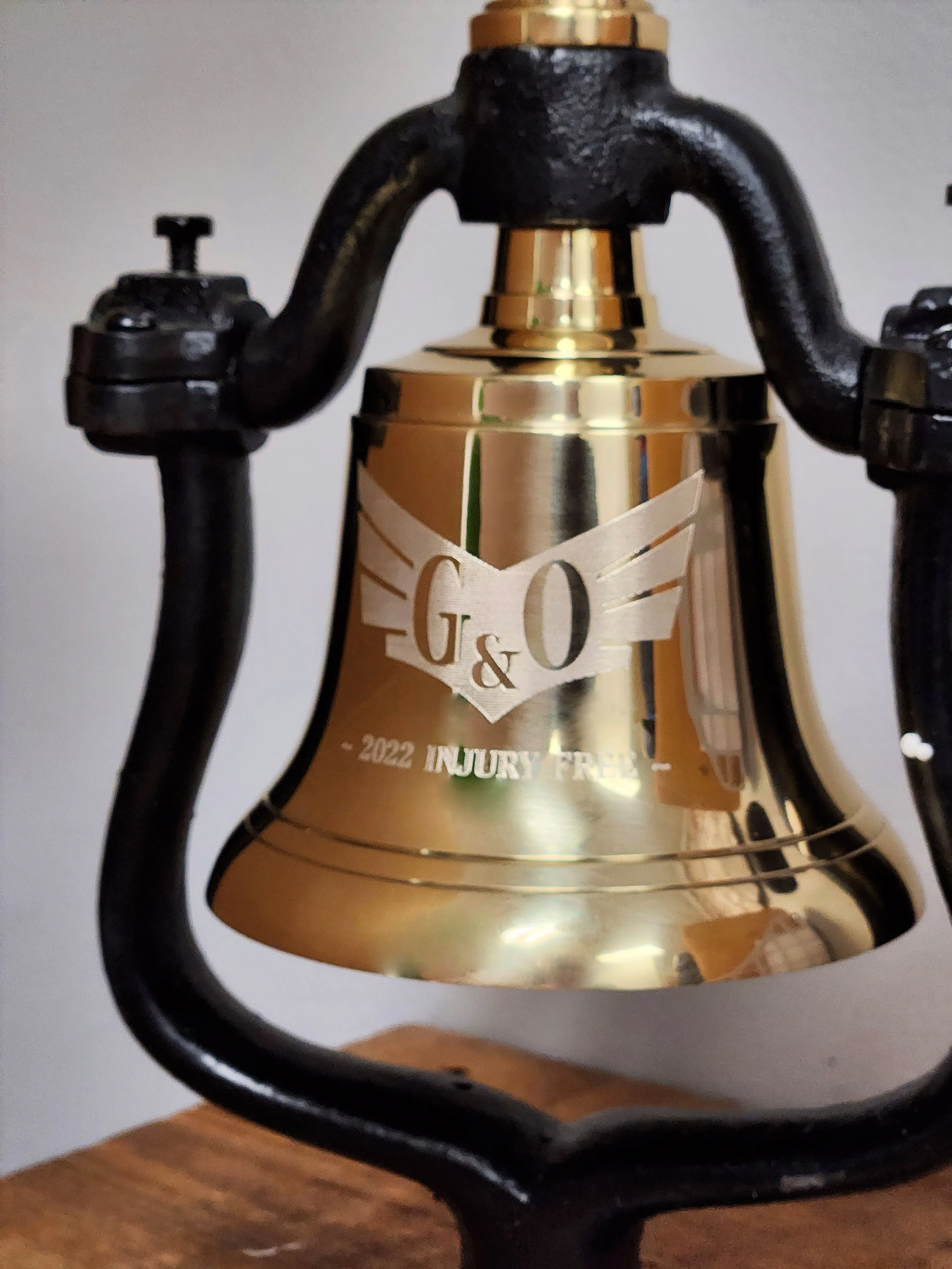 Large Engravable Polished Brass Railroad Bell - Image 3