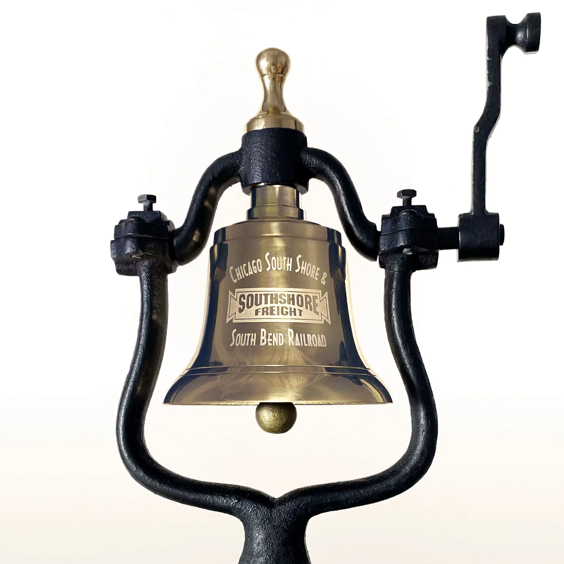 Large Engravable Polished Brass Railroad Bell - Image 5