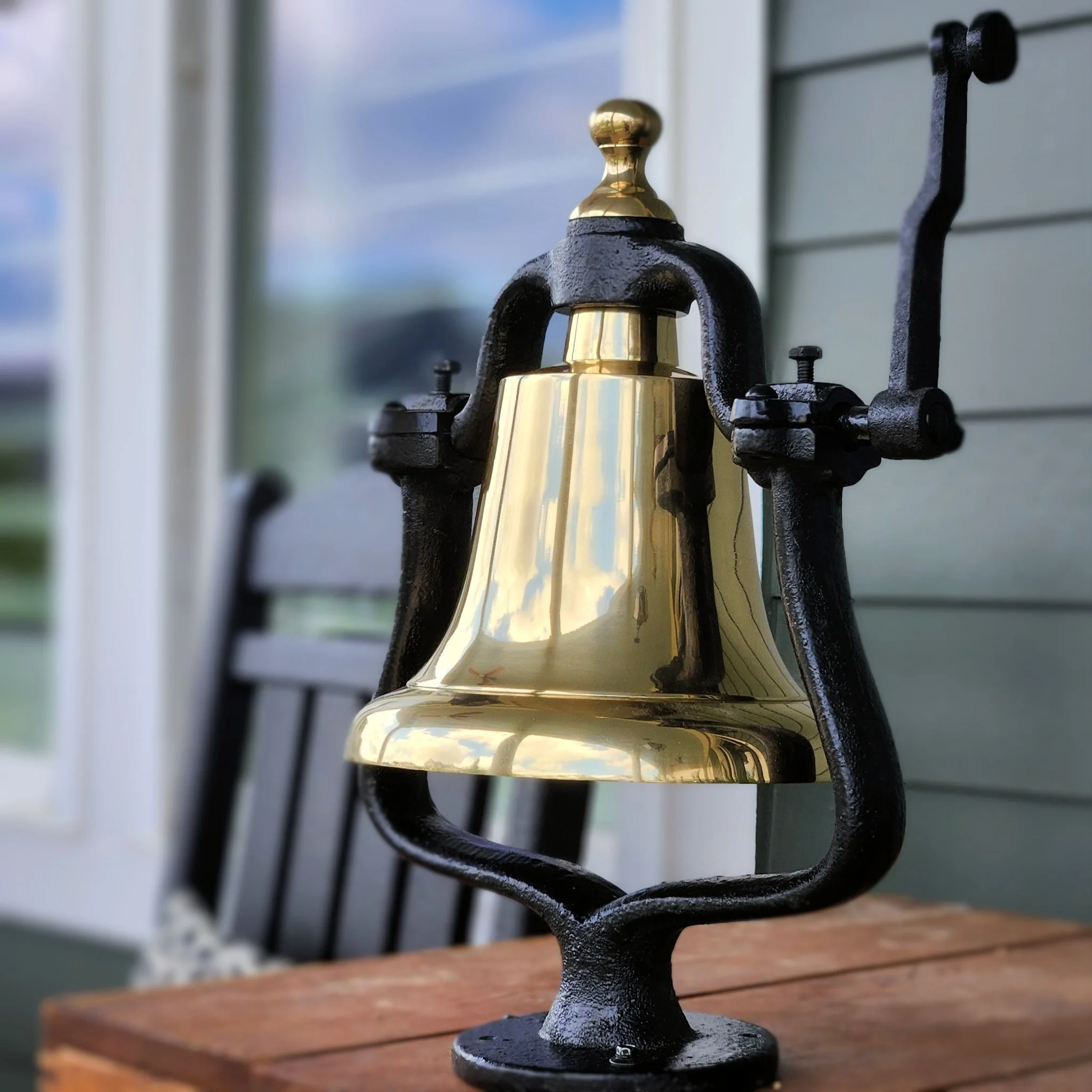 Large Engravable Polished Brass Railroad Bell - Image 6