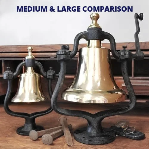 Medium Deluxe Engravable Antiqued Brass Railroad Bell - Image 5