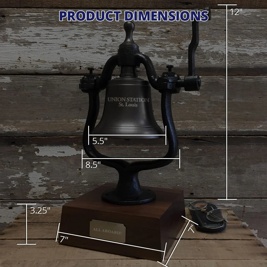 Medium Deluxe Engravable Dark Bronze Finish Brass Railroad Bell - Image 4