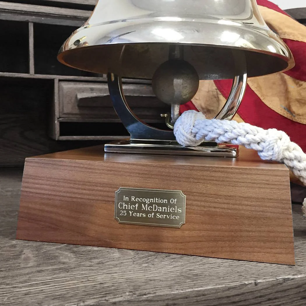 Medium Deluxe Engravable Nickel Finish Brass Ceremonial Bell With Eagle - Image 4