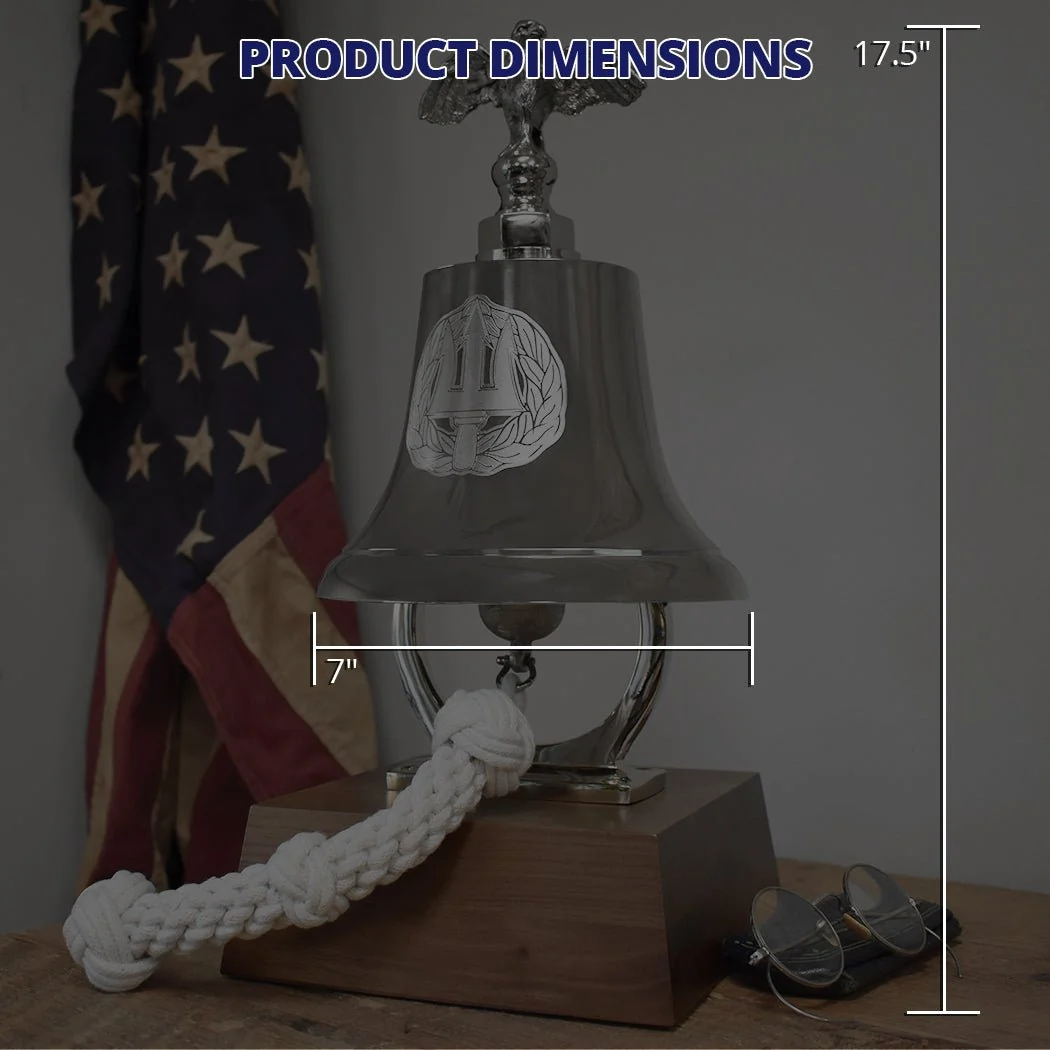 Medium Deluxe Engravable Nickel Finish Brass Ceremonial Bell With Eagle - Image 5
