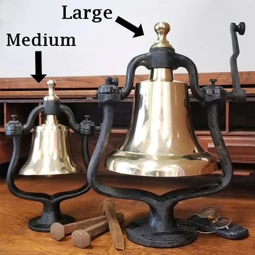 Medium Deluxe Engravable Polished Brass Railroad Bell - Image 3