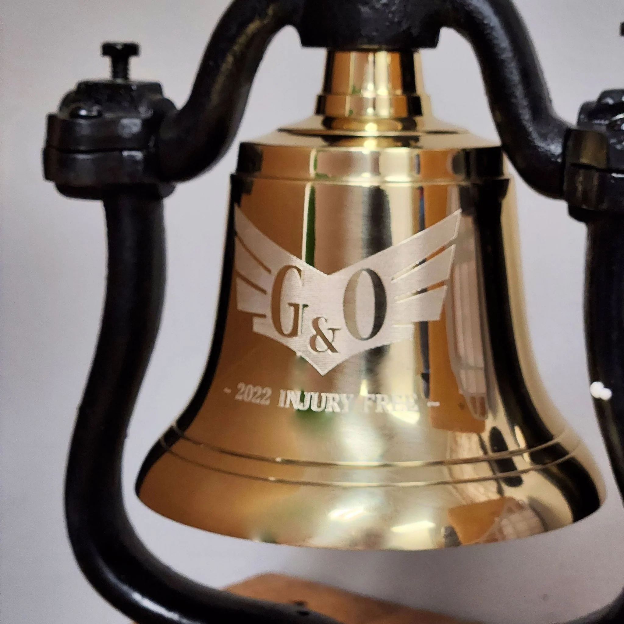 Medium Deluxe Engravable Polished Brass Railroad Bell - Image 5