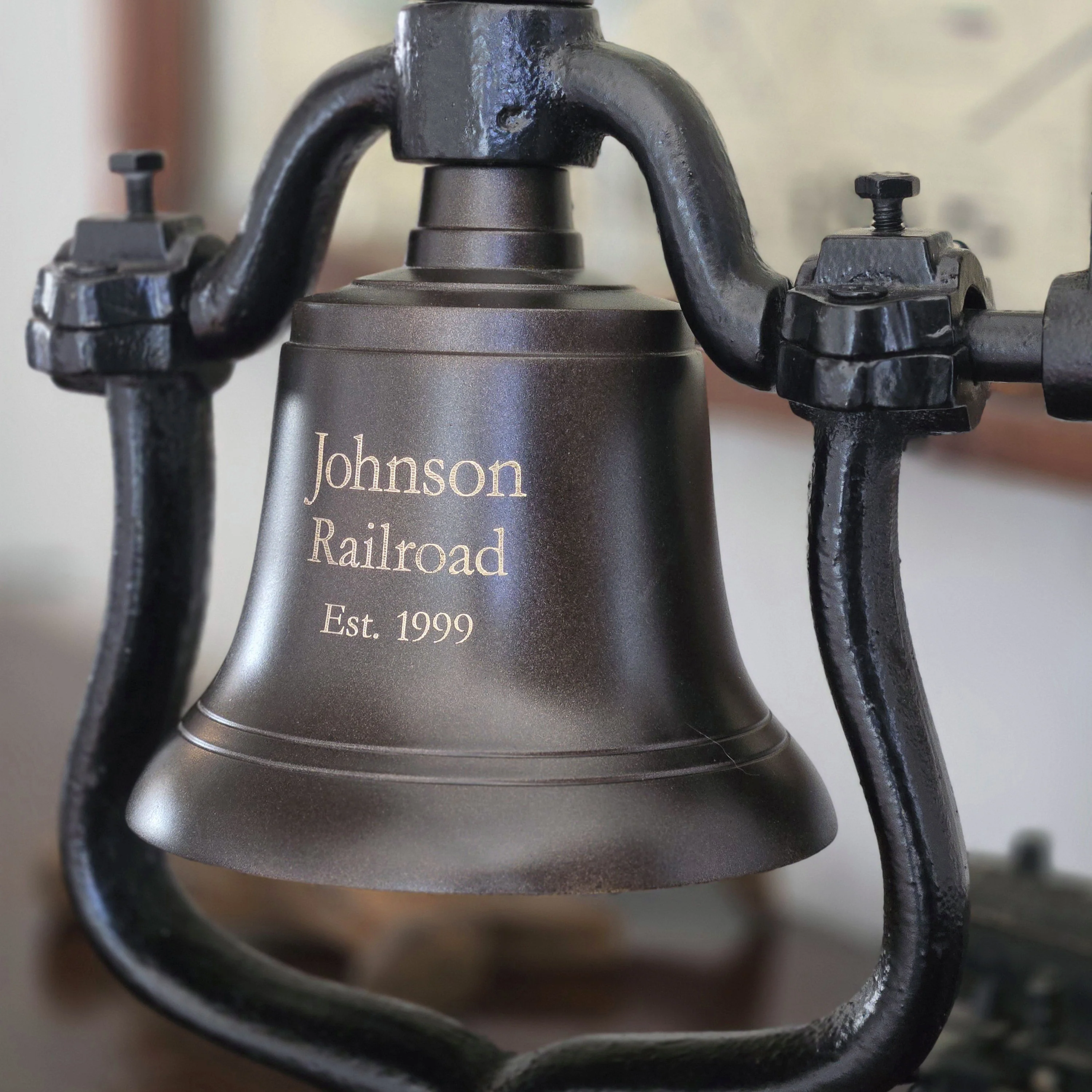 Medium Engravable Dark Bronze Finish Brass Railroad Bell - Image 3
