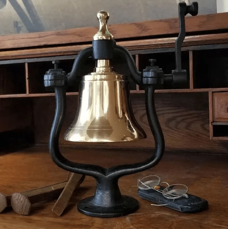 Medium Engravable Polished Brass Railroad Bell - Image 3