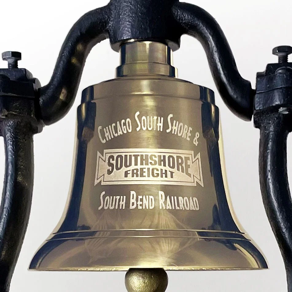 Medium Engravable Polished Brass Railroad Bell - Image 4